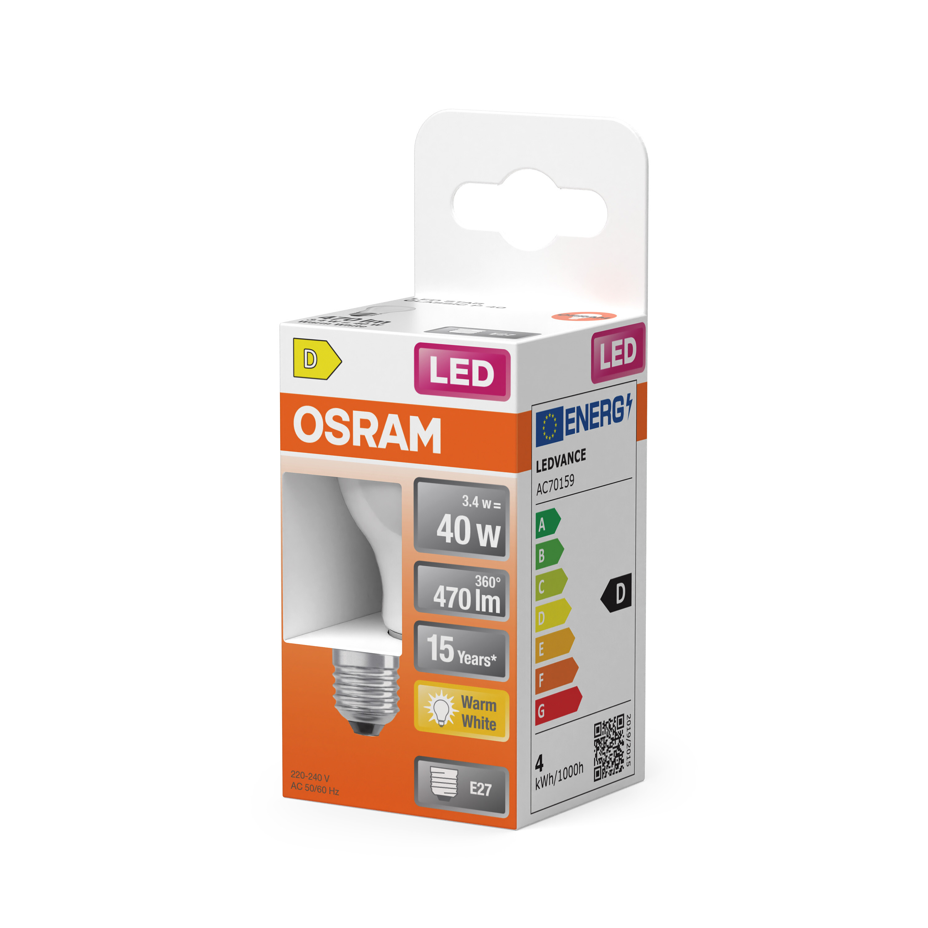 Osram LED Retrofit Classic P Lampe, Warmweiß, E27, matt
