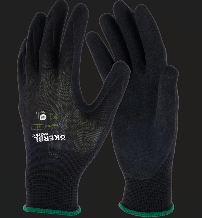 Keron Handschuh Pro recycled schwarz, Nitrilschaum Gr. 9/L
