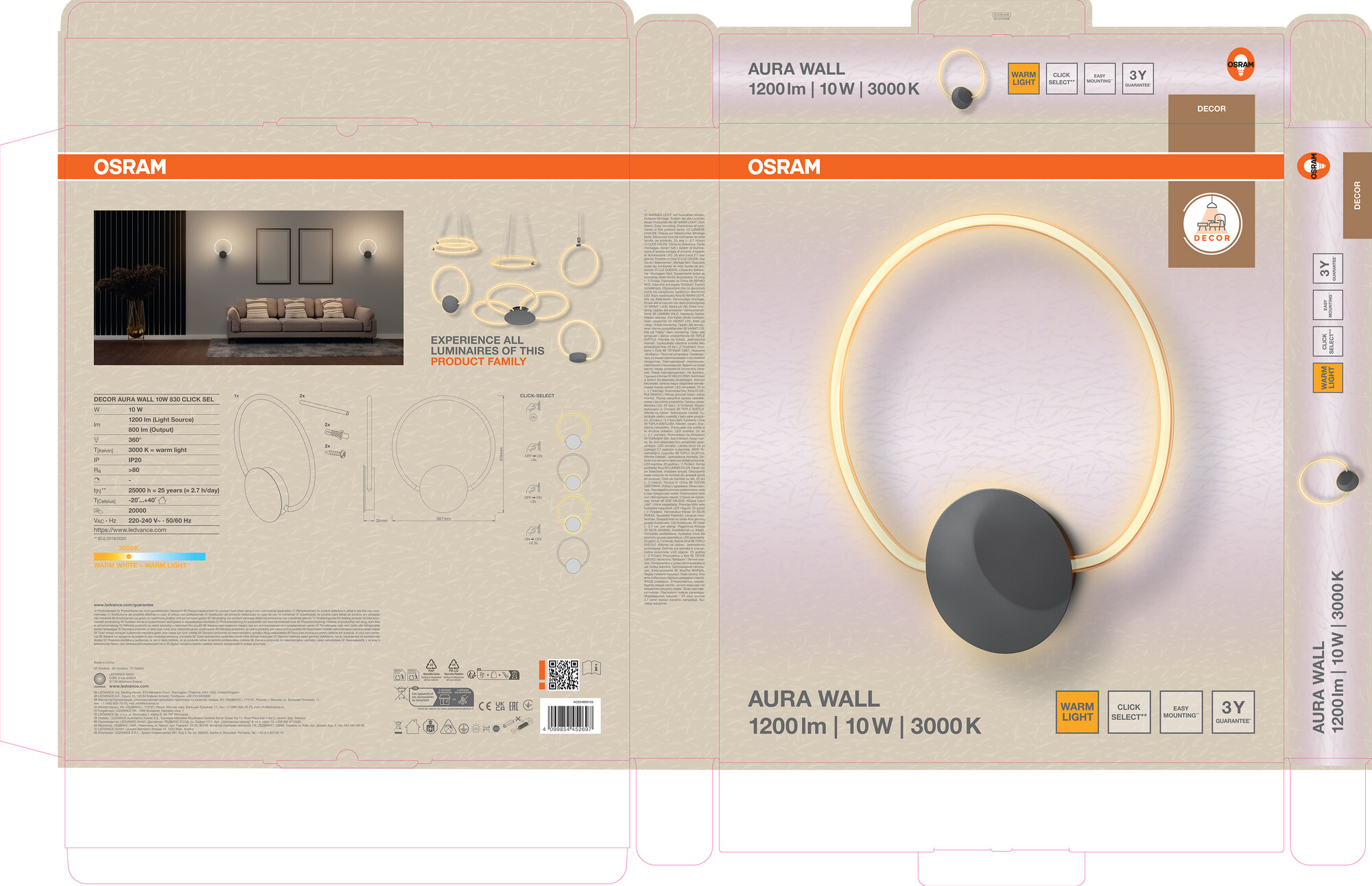 Osram Decor Aura Wandleuchte, 10W