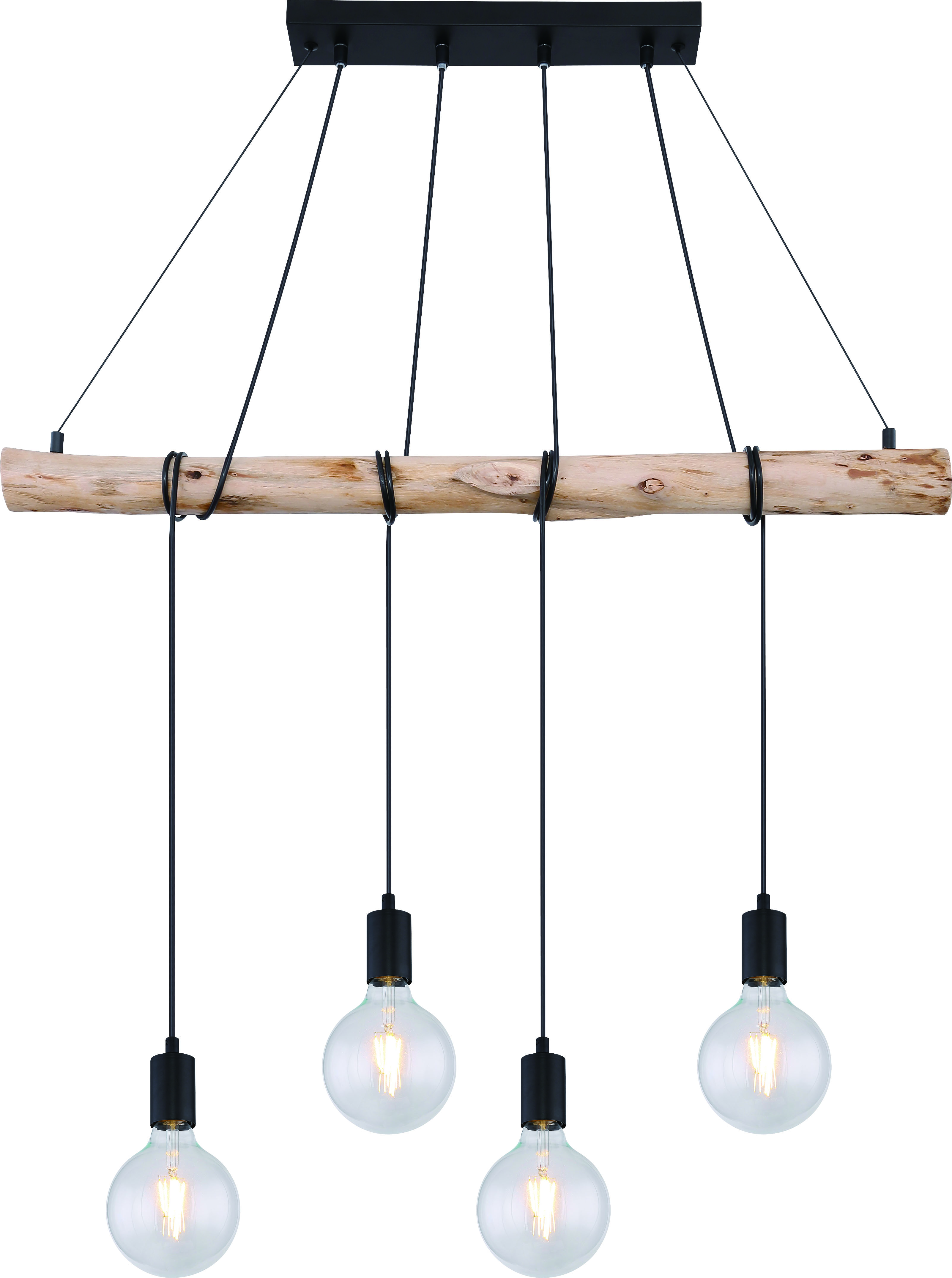 15439-4_a Globo Pendelleuchte, Holz/Metall, schwarz, matt