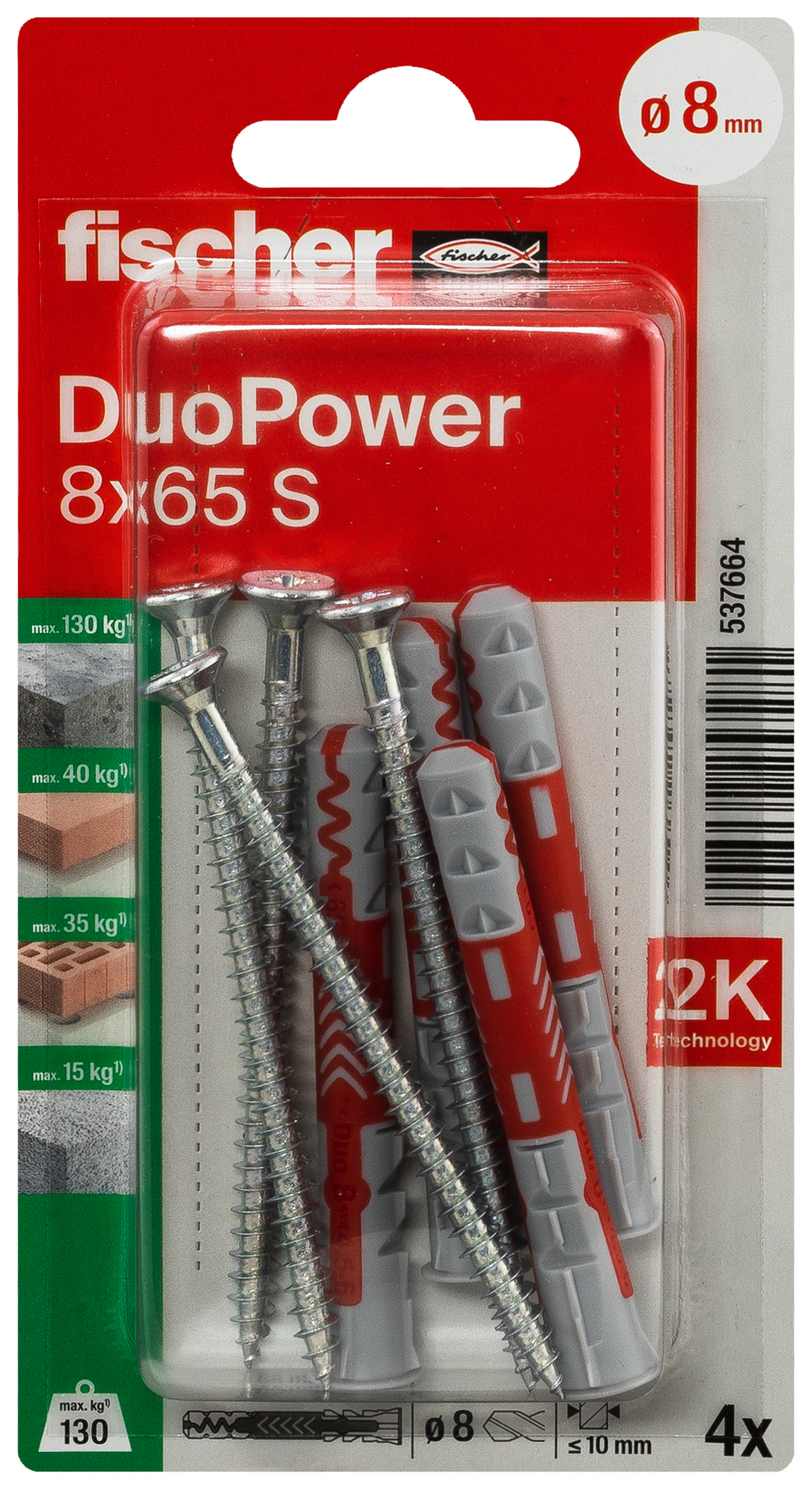 fischer DuoPower Universaldübel 8 x 65 S K (4) fischer DuoPower Universaldübel 8 x 65 S K (4)