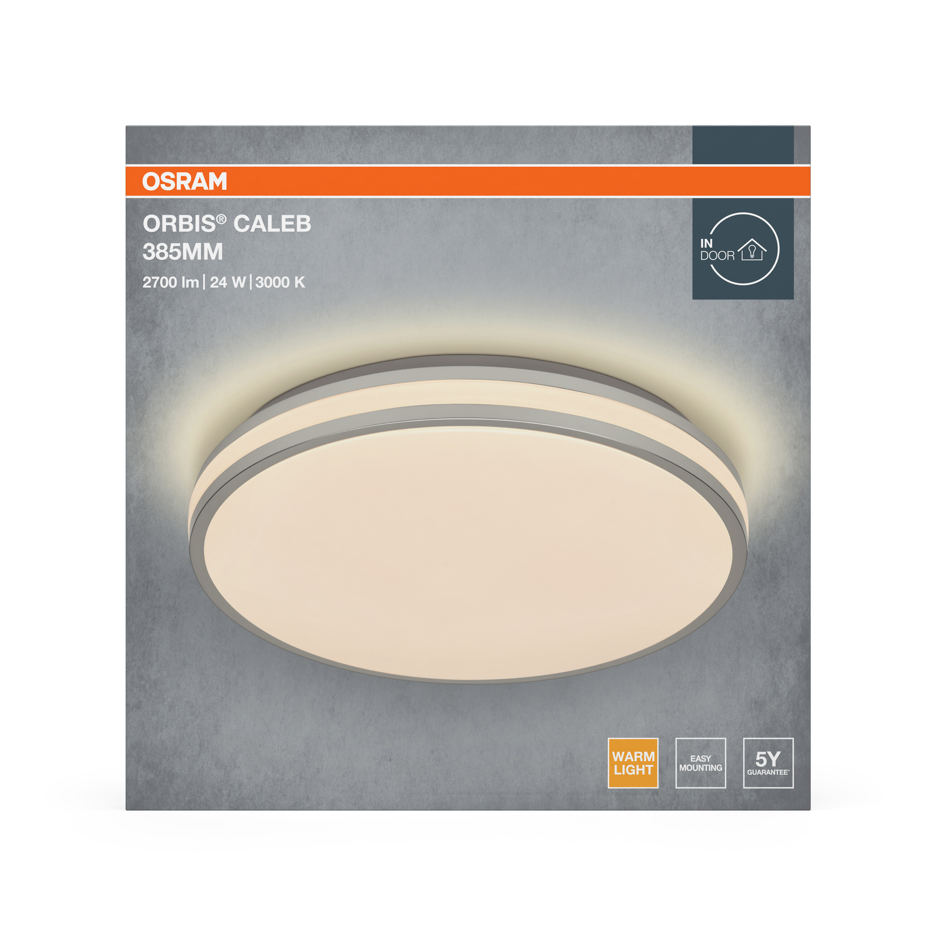 Osram Led Deckenleuchte "Orbis Caleb", 385 mm, 24W, 830, silber