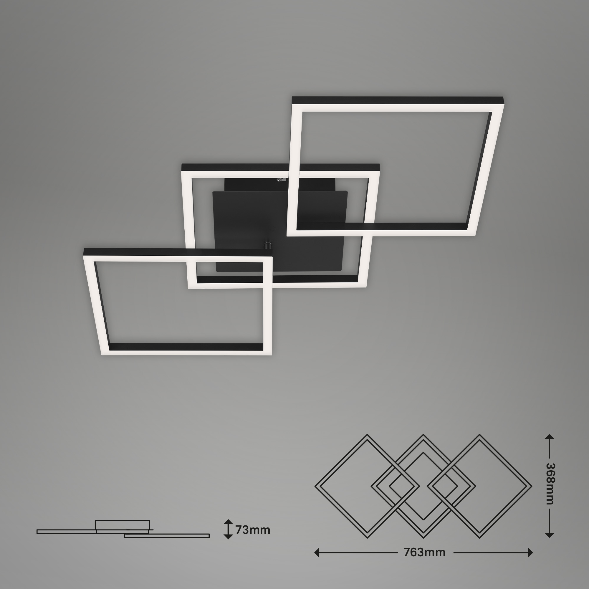 Briloner LED Deckenleuchte, 76,3 cm, schwarz