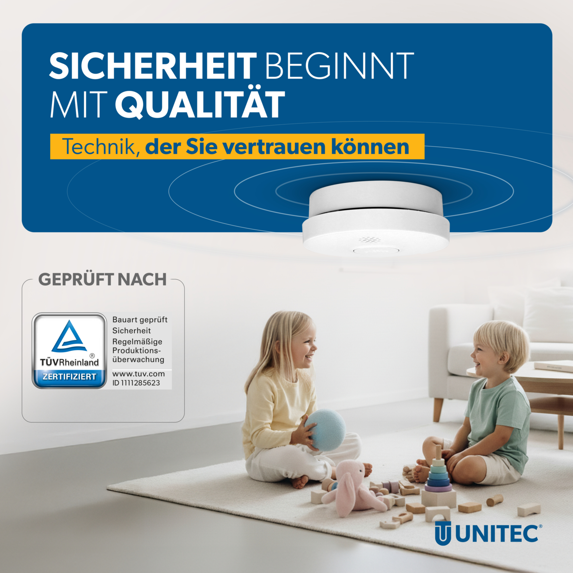 Unitec Rauchwarnmelder TÜV 1 Jahr 4x