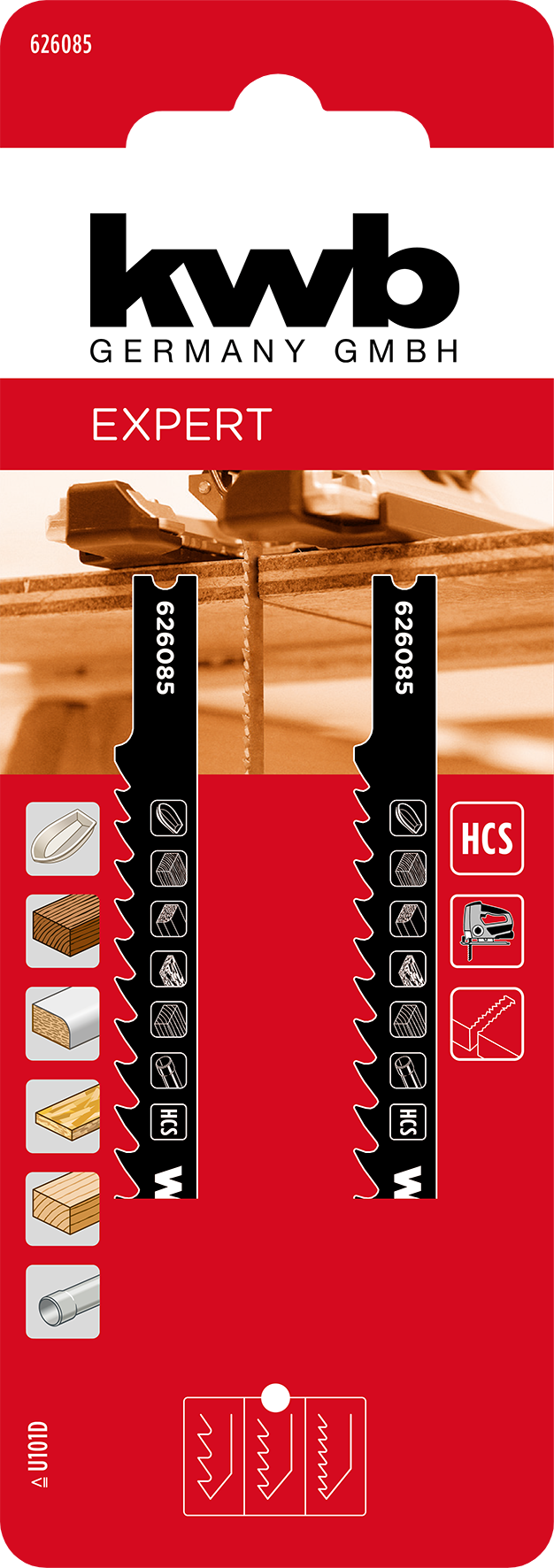 kwb HCS-Stichsägeblätter mit U-Schaft für Holz, mittel, 100 mm kwb HCS-Stichsägeblätter mit U-Schaft für Holz, mittel, 100 mm