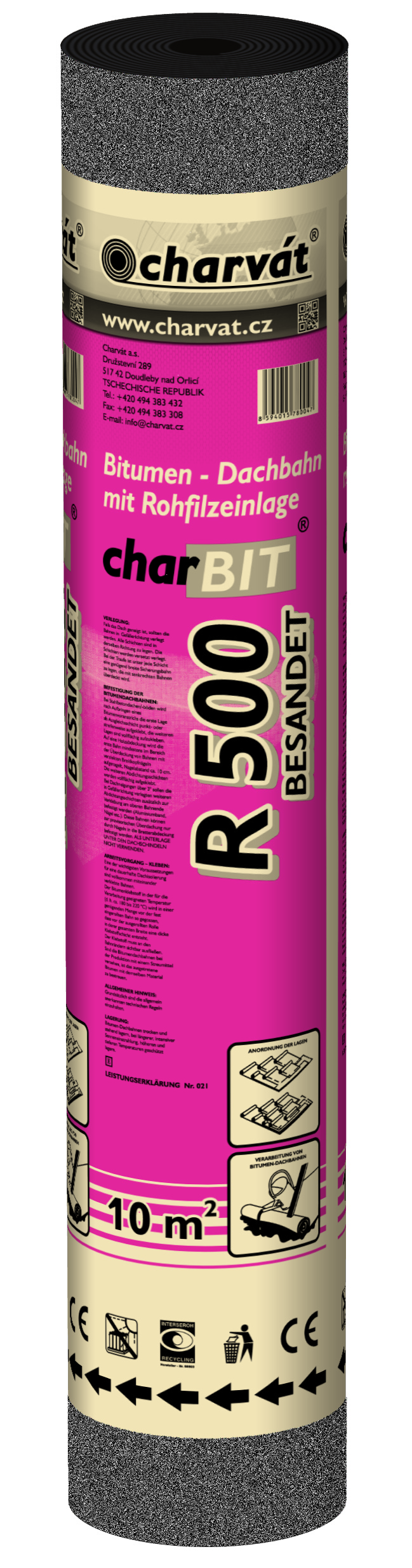 Charvát Bitumen-Dachpappe R500, besandet