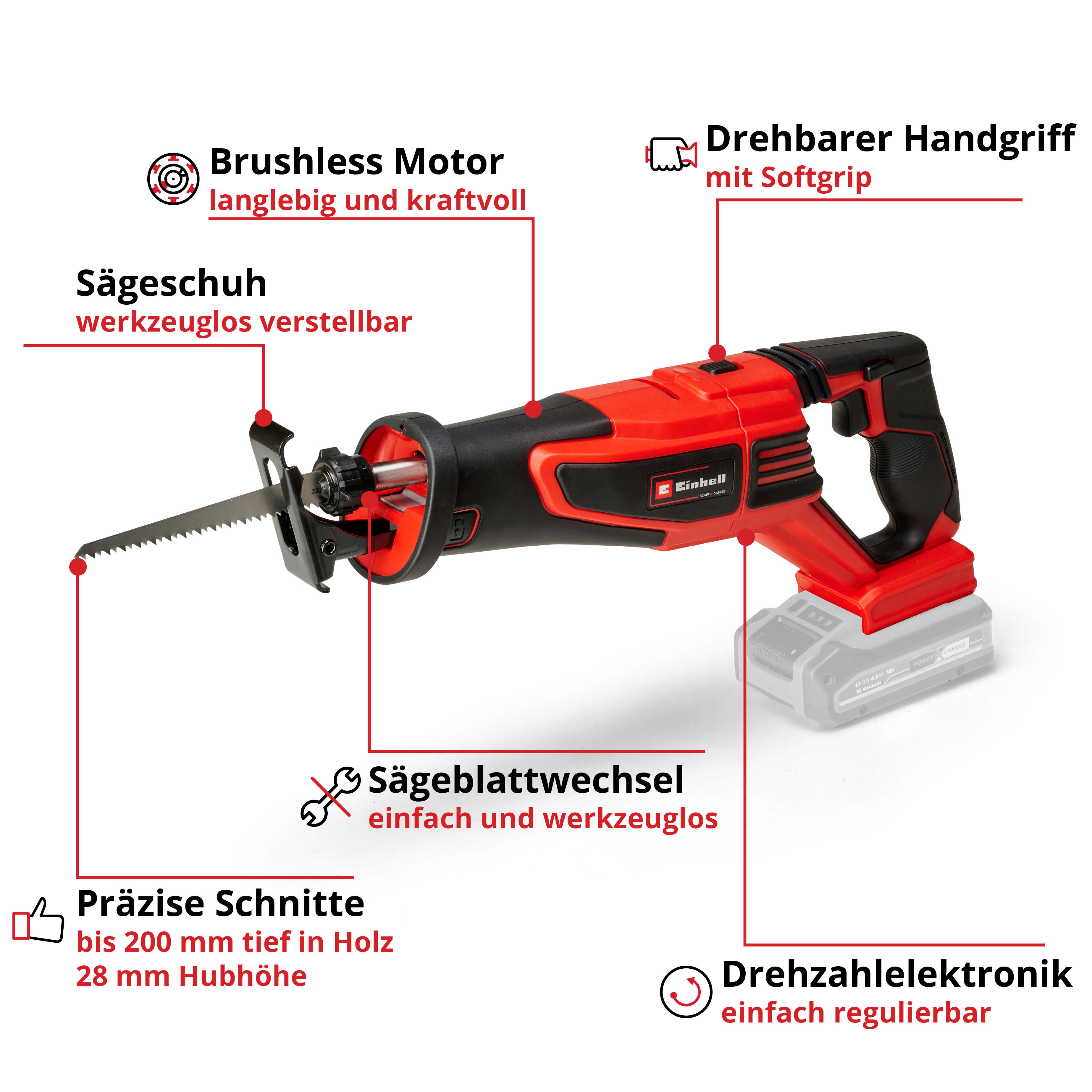 Einhell Akku-Universalsäge TP-AP 18/28 Li BL - Solo Einhell Akku-Universalsäge TP-AP 18/28 Li BL - Solo