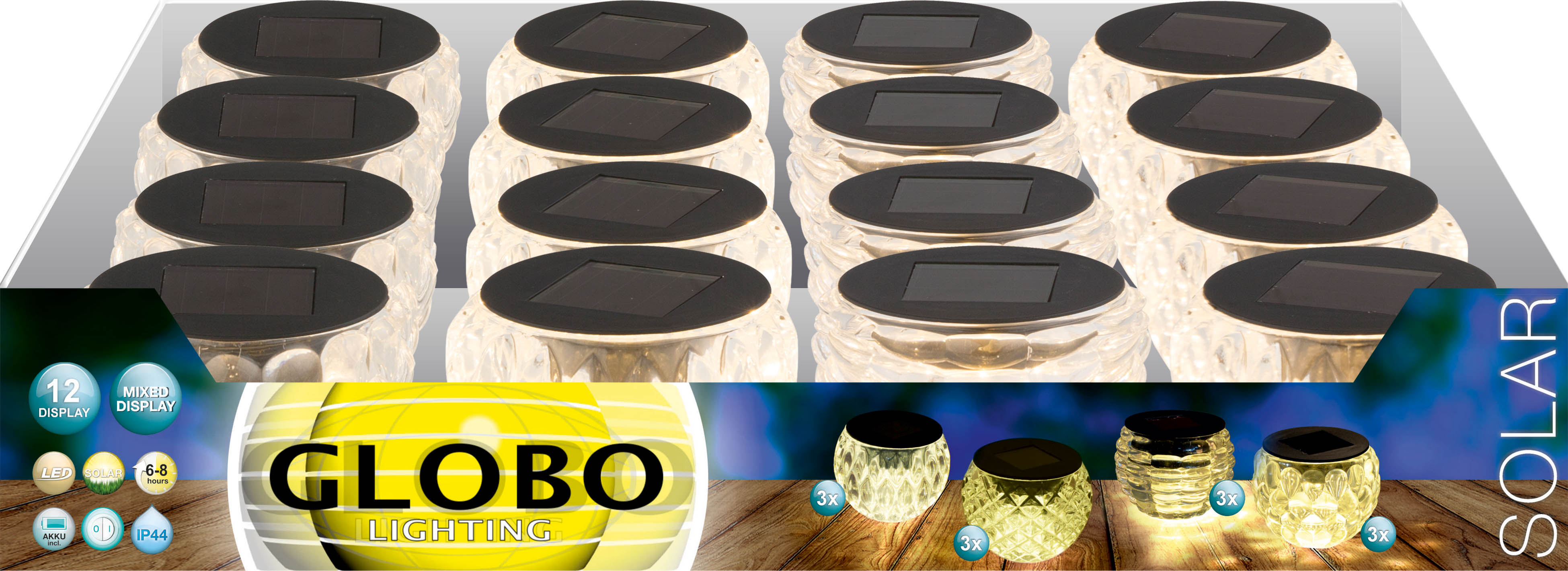 Globo Solarleuchte Tischglas