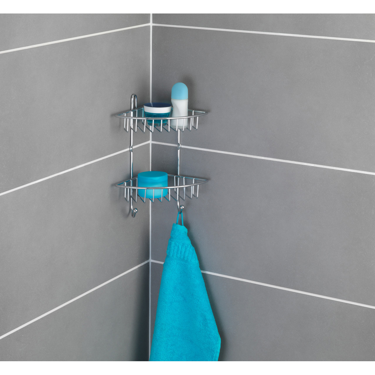 422850-Badeckregal-Milano-2-Etagen_AMBI_01 WENKO ECKREGAL MILANO 2ETAGEN 16,5X22,5X30CM