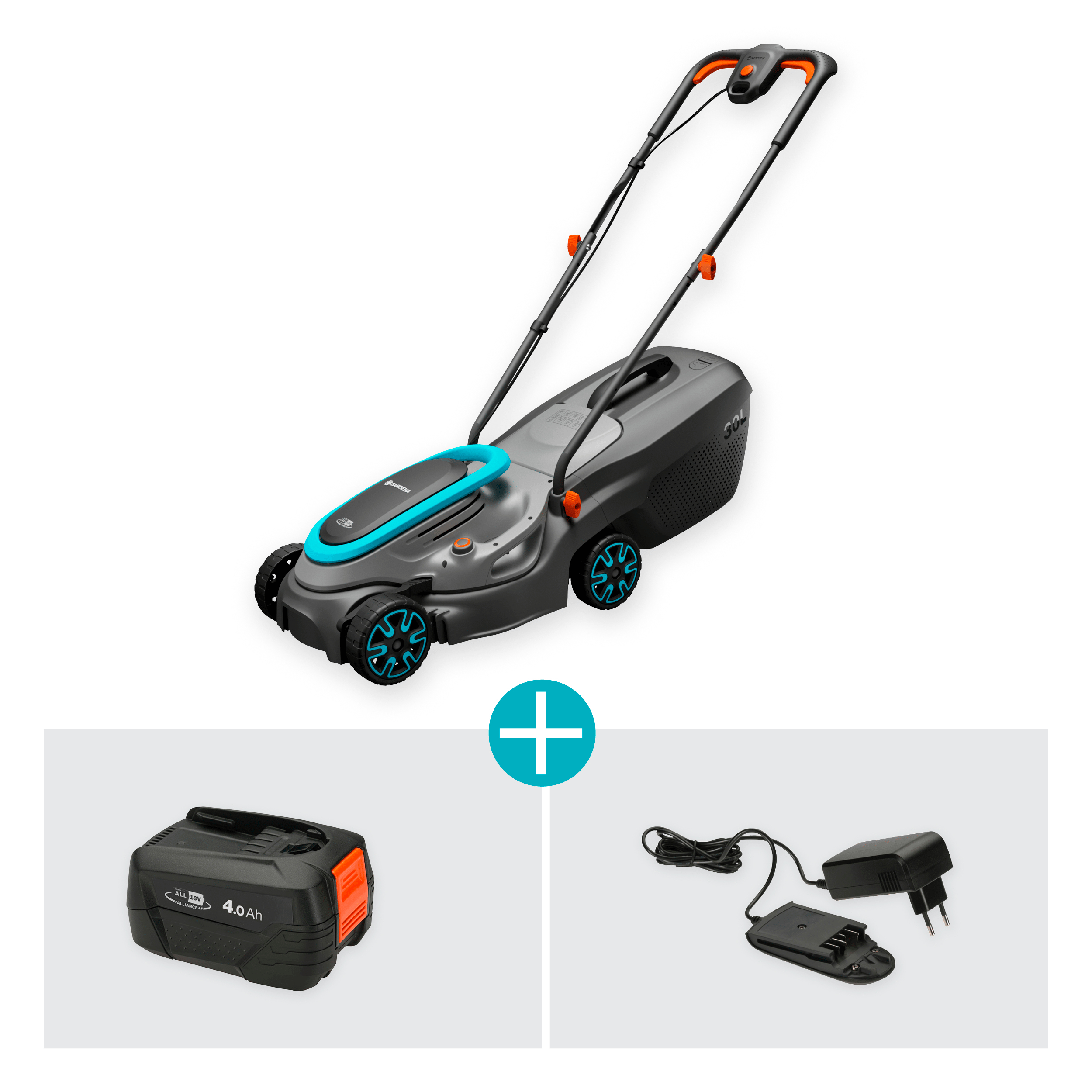 Gardena Akku-Rasenmäher PowerMax 32/18V P4A Ready-To-Use Set Gardena Akku-Rasenmäher PowerMax 32/18V P4A Ready-To-Use Set
