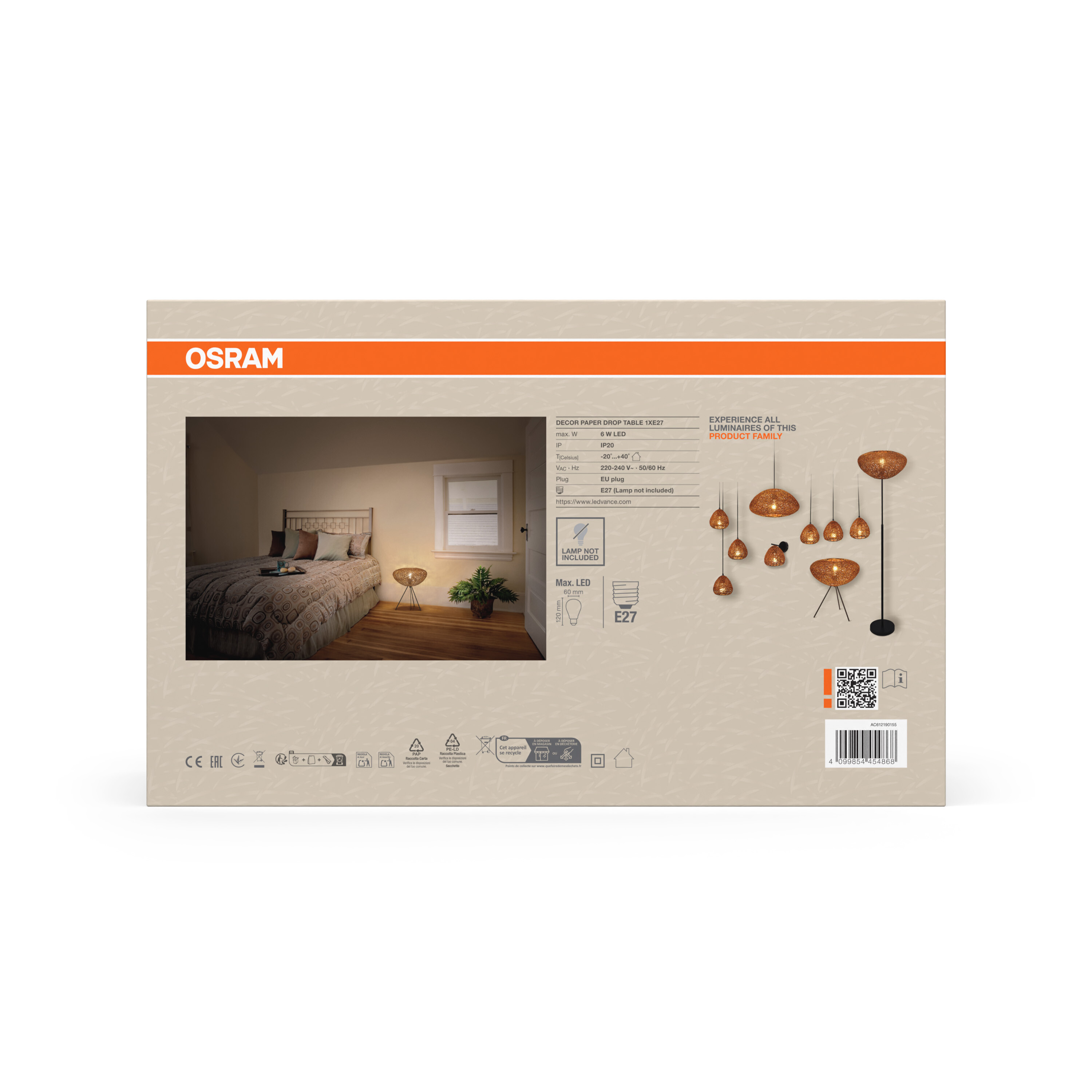 Osram Decor Tischleuchte, 1XE27, schwarz