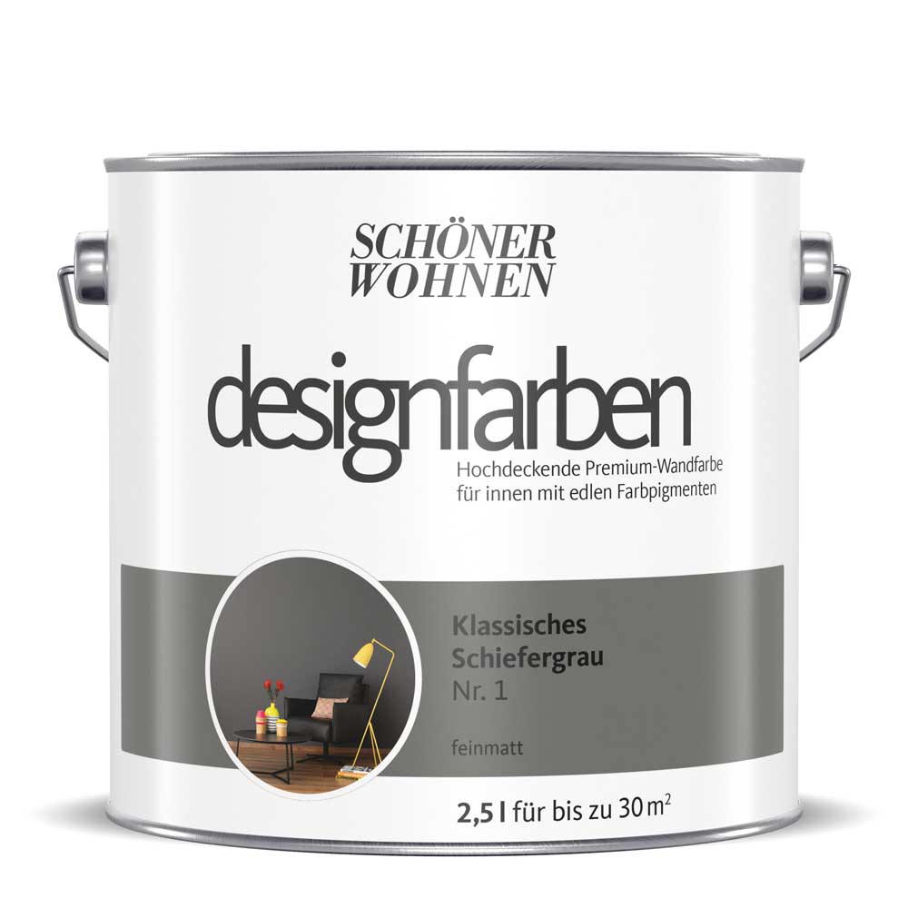Schöner Wohnen Designfarbe, klassisches schiefergrau, 2,5L Schöner Wohnen Designfarbe, klassisches schiefergrau, 2,5L