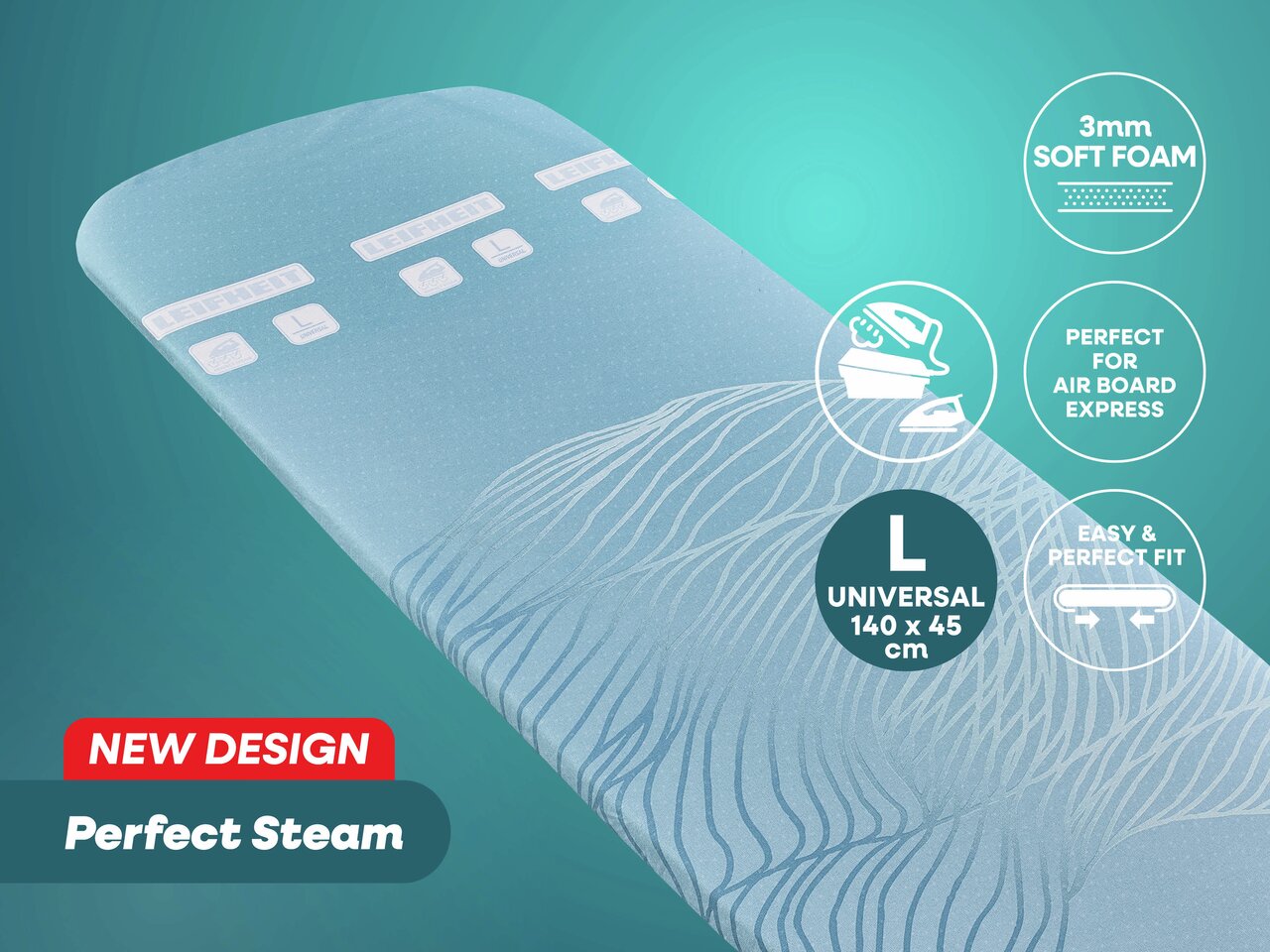 Leifheit Bügeltischbezug Perfect Steam Air Board Express Universal, max. 140 x 45 cm