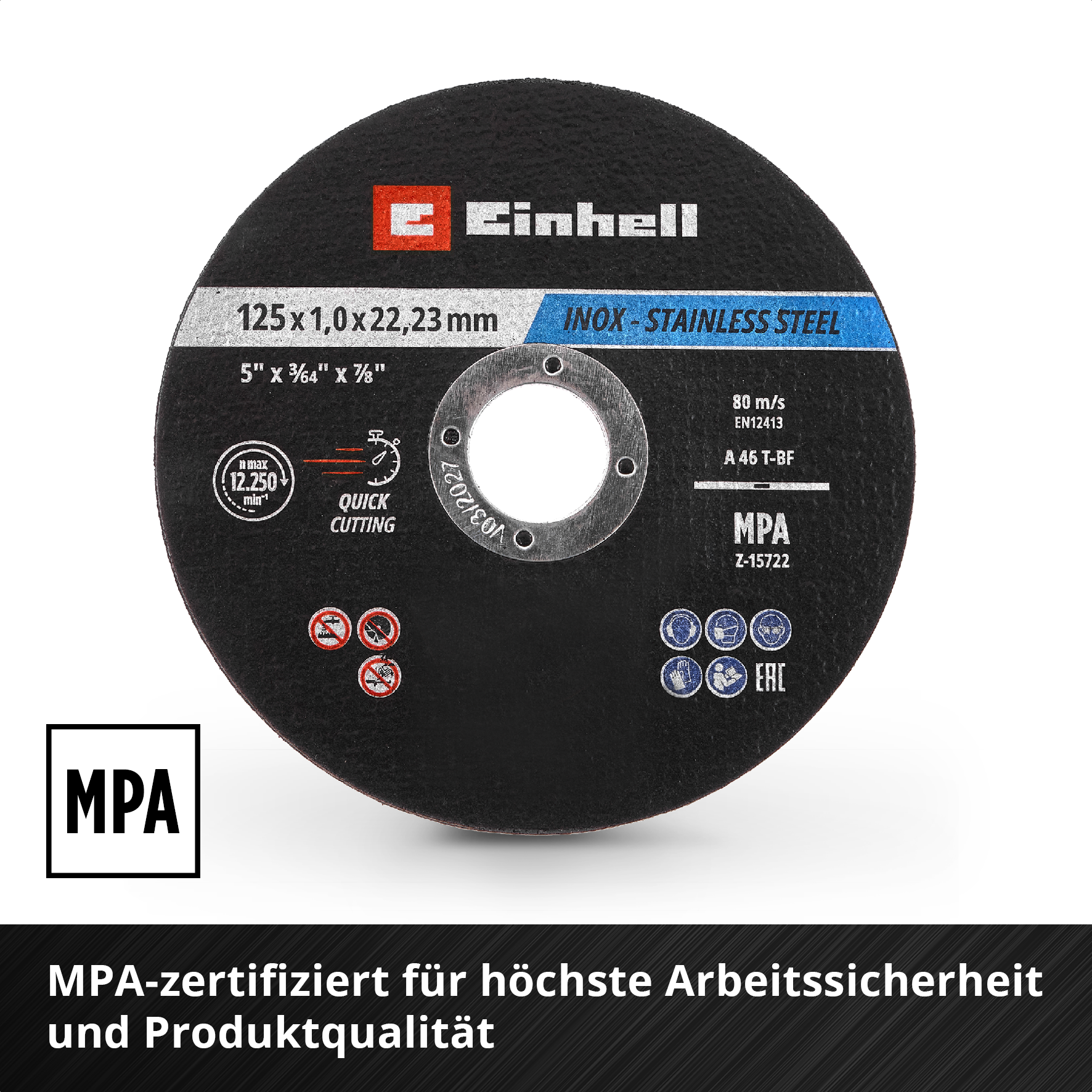 Einhell Inox-Gewebetrennscheiben-Set für Metall, gerade, extra du?nn, in Dose, 50-tlg., Ø 125 x 1 mm