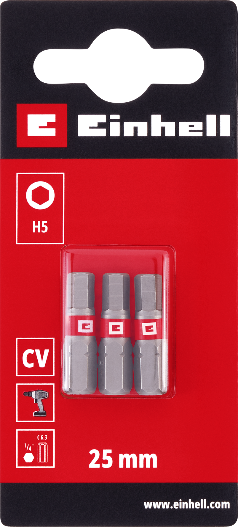 Einhell Standard-Bits, 25 mm, H5