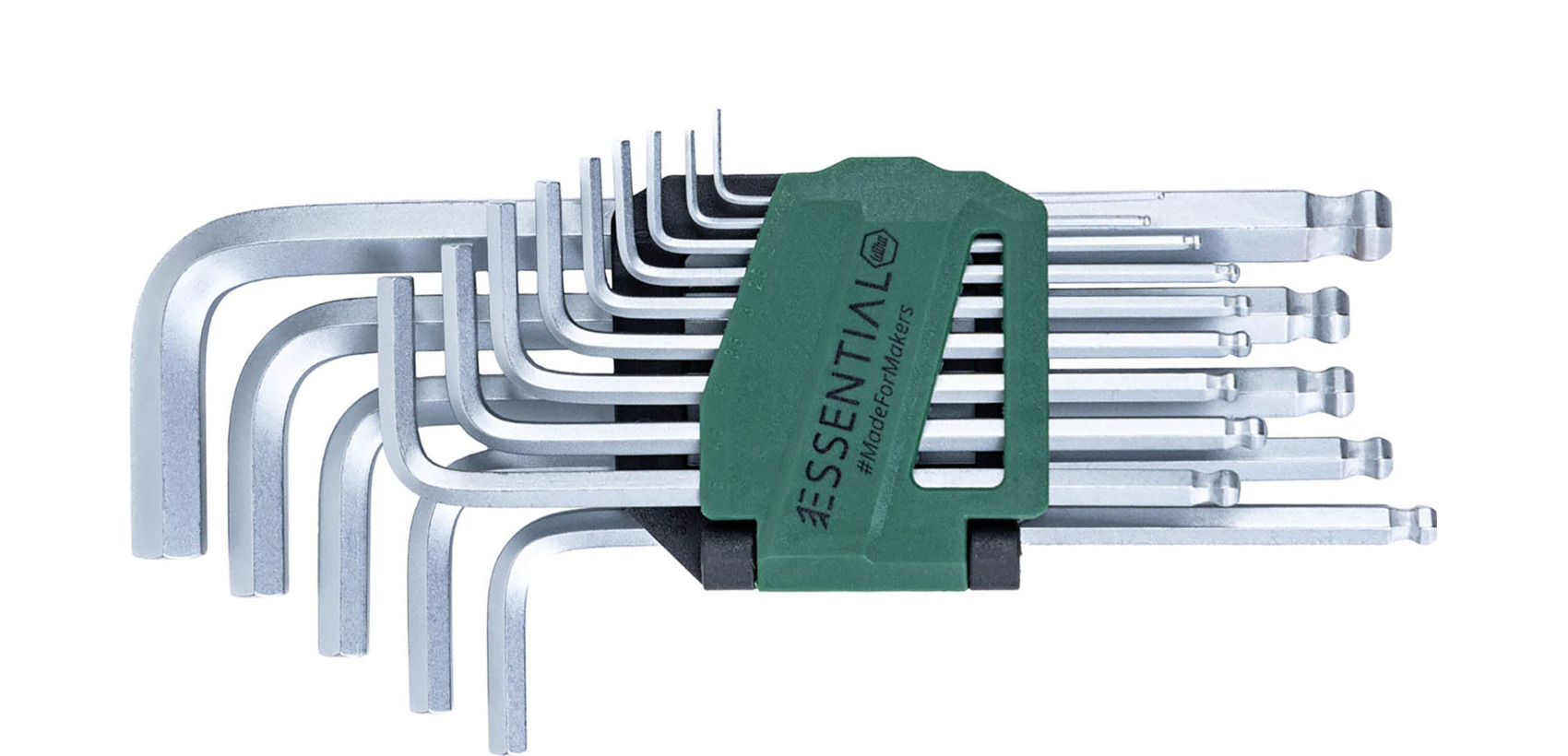 Wiha Essential Stiftschlüssel Set Sechskant-Kugelkopf 14-teilig, Mattverchromt