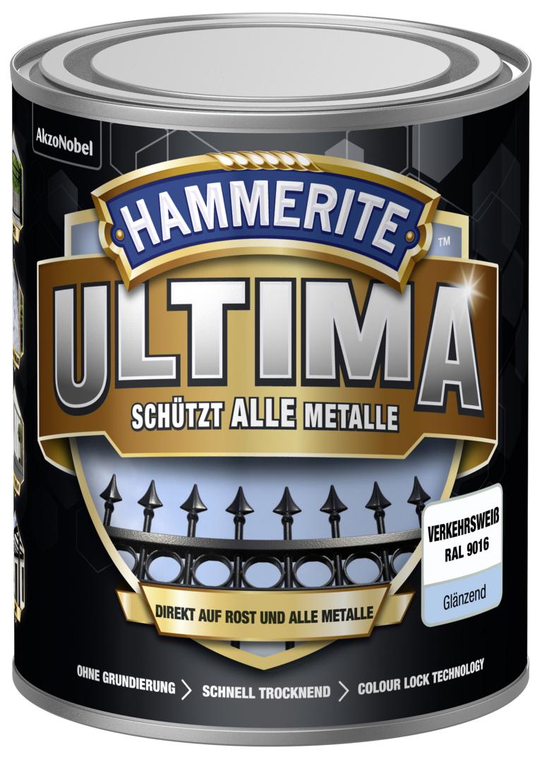 734597_4007591724335_5379725-Hammerite_ULTIMA_Glaenzend_750ml_verkehrsweiss HAMMERITE METALLSCHUTZLACK ULTIMATE GLZ VERKEHRSWE. RAL 9016 750M