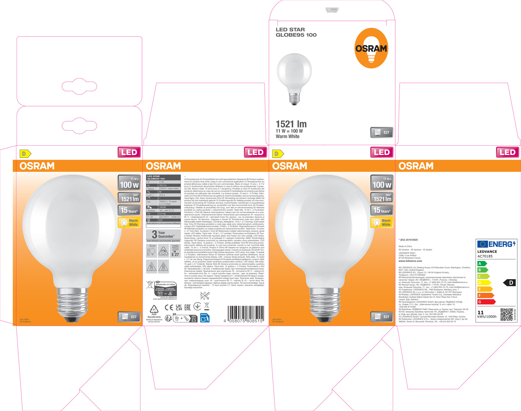 Osram LED Lampe Retrofit, warmweiß, E27.