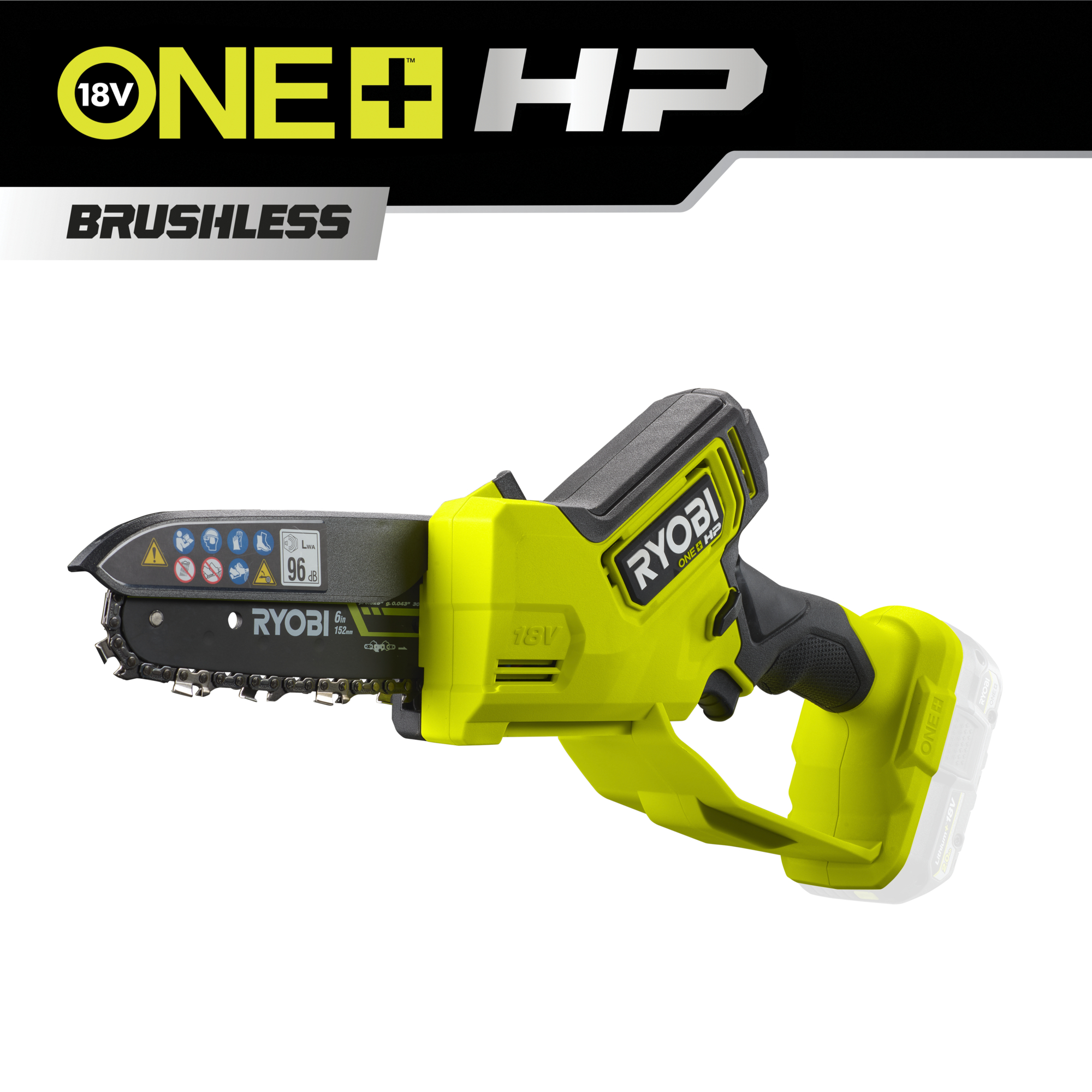 Ryobi 18 V ONE+ HP Brushless Akku-Astsäge RY18PSX15A-0, ohne Akku und Ladegerät