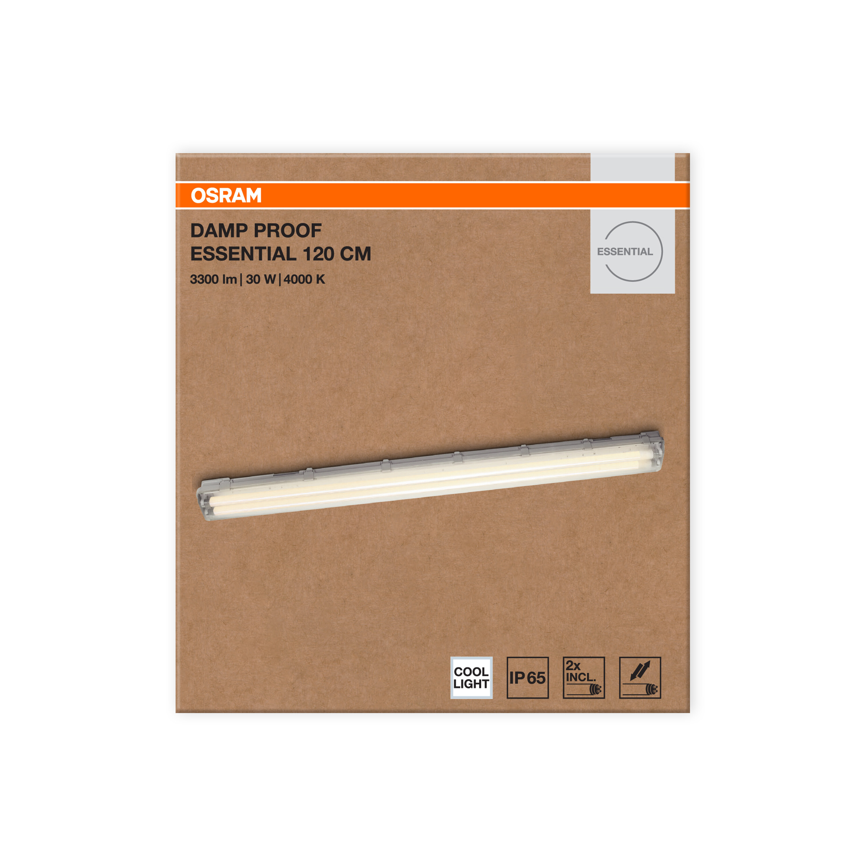 Osram Feuchtraumlampe Essential, 120 cm, 2X15W