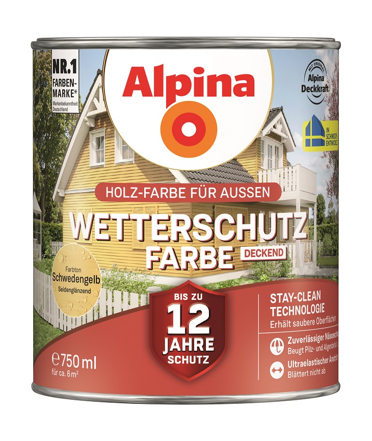 4001244702046_1 Alpina Wetterschutz-Farbe Schwedengelb, 750ml