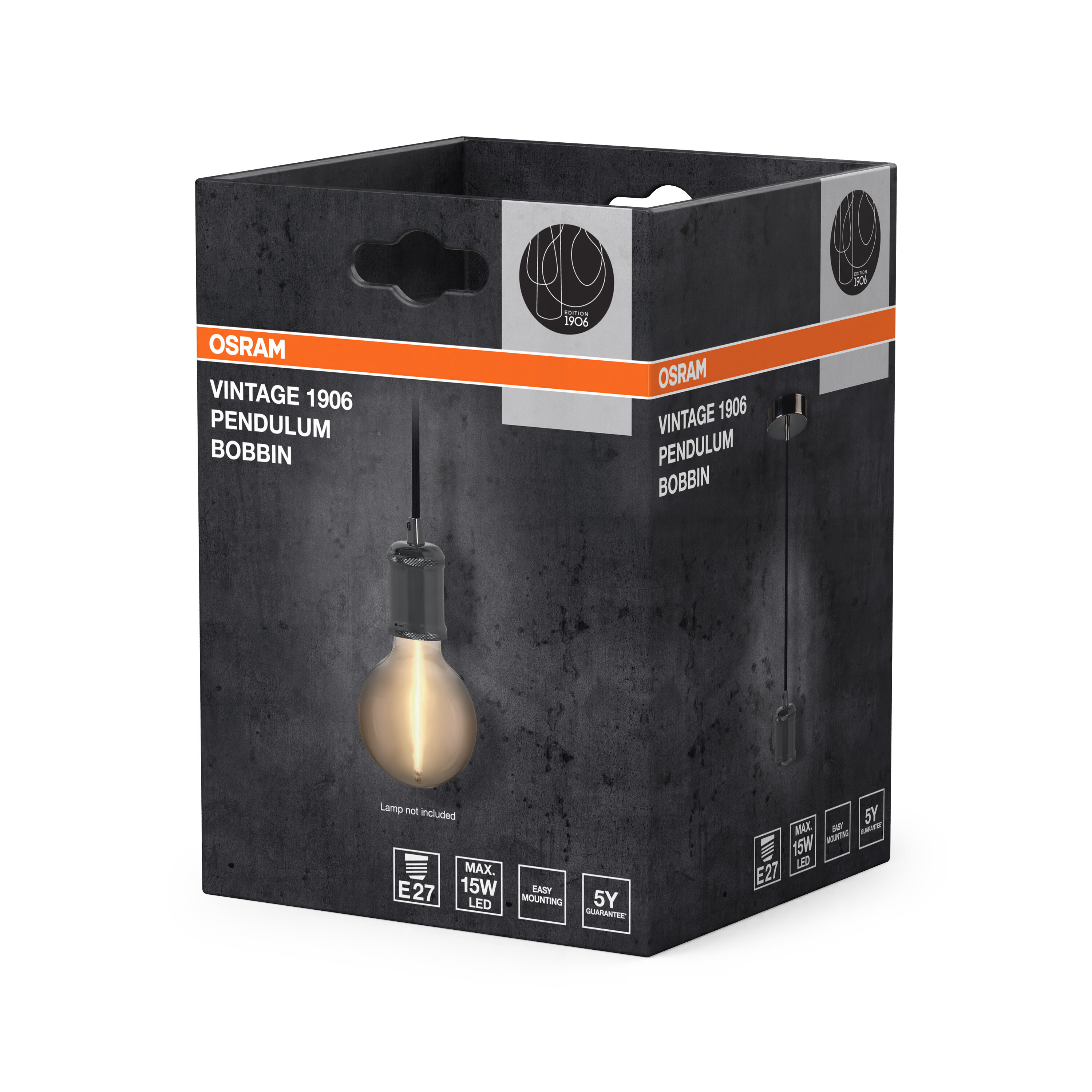 Osram Vintage 1906 Pendelleuchte Bobbin, E27, gun metal