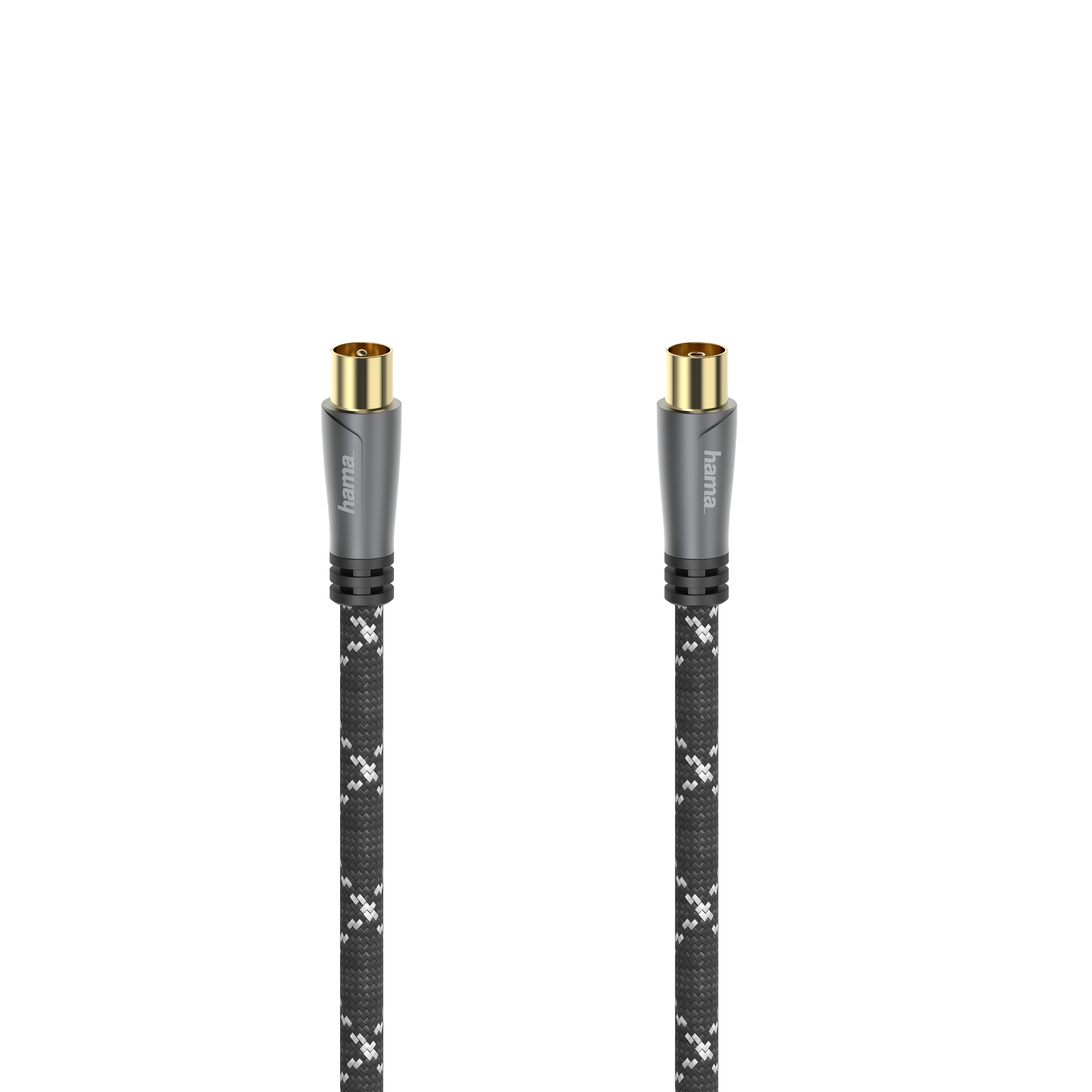 Hama Antennen-Kabel-Stecker-Kupplung, Metall, vergoldet, 1,5M