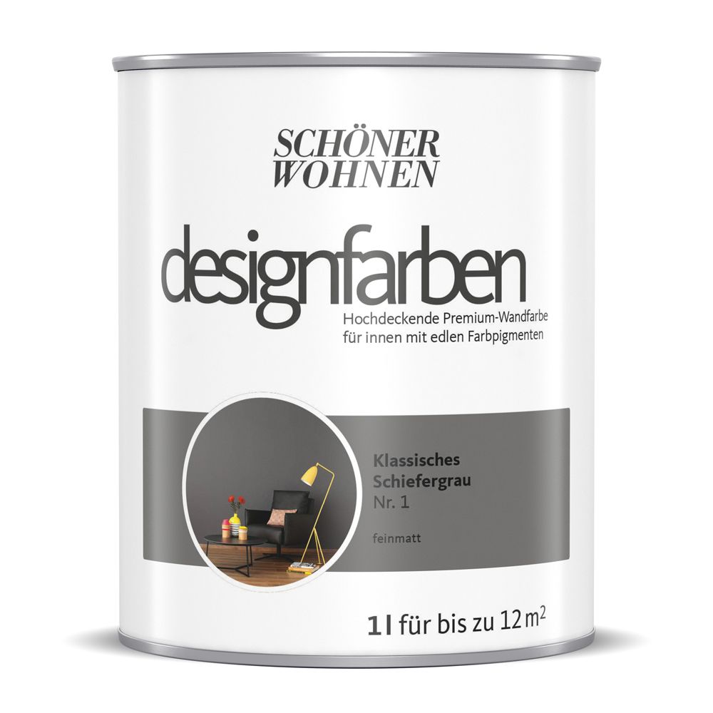 Schöner Wohnen Designfarbe, klassisches schiefergrau, 1L Schöner Wohnen Designfarbe, klassisches schiefergrau, 1L