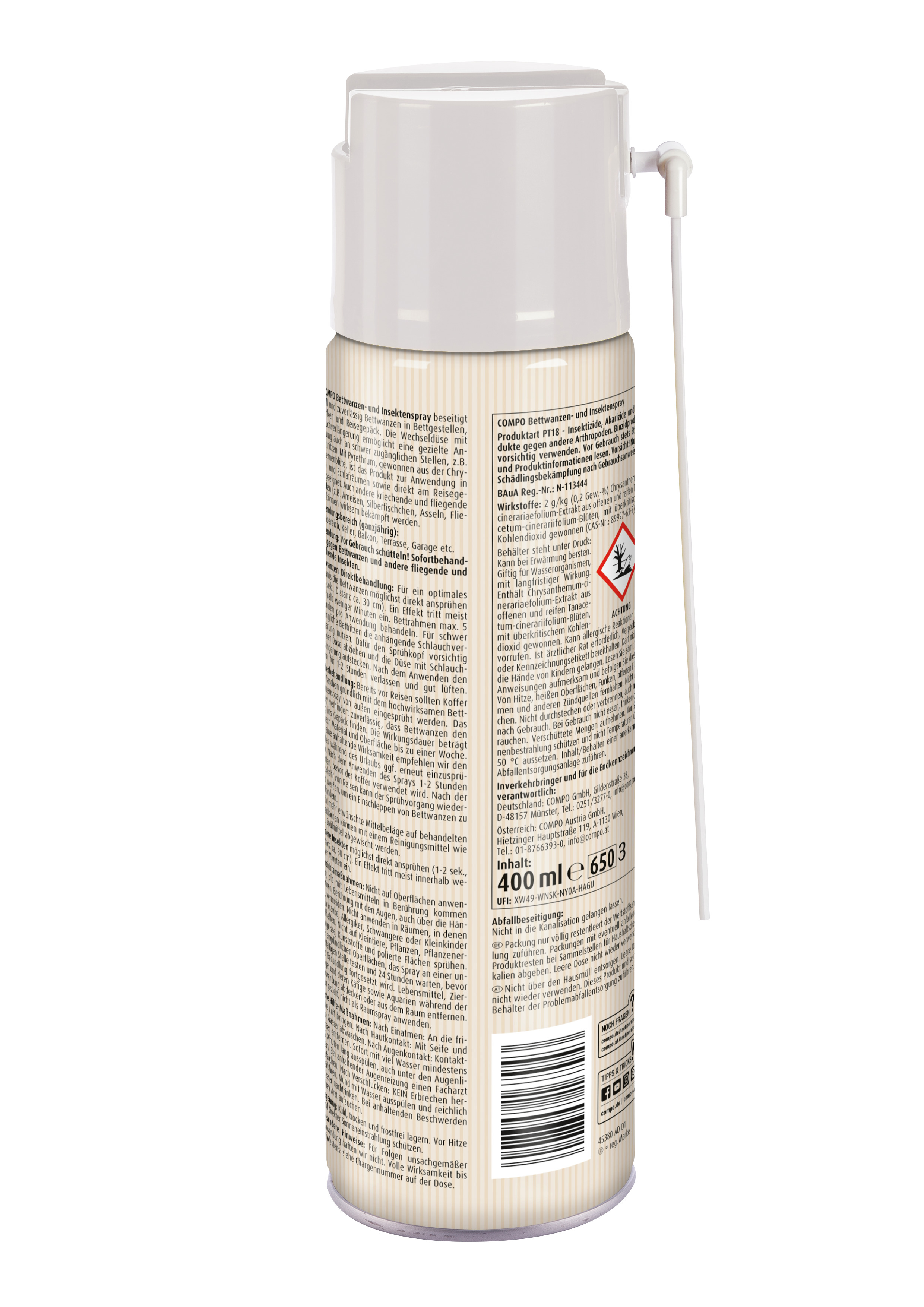Compo Bettwanzen- und Insektenspray, 400 ml Compo Bettwanzen- und Insektenspray, 400 ml
