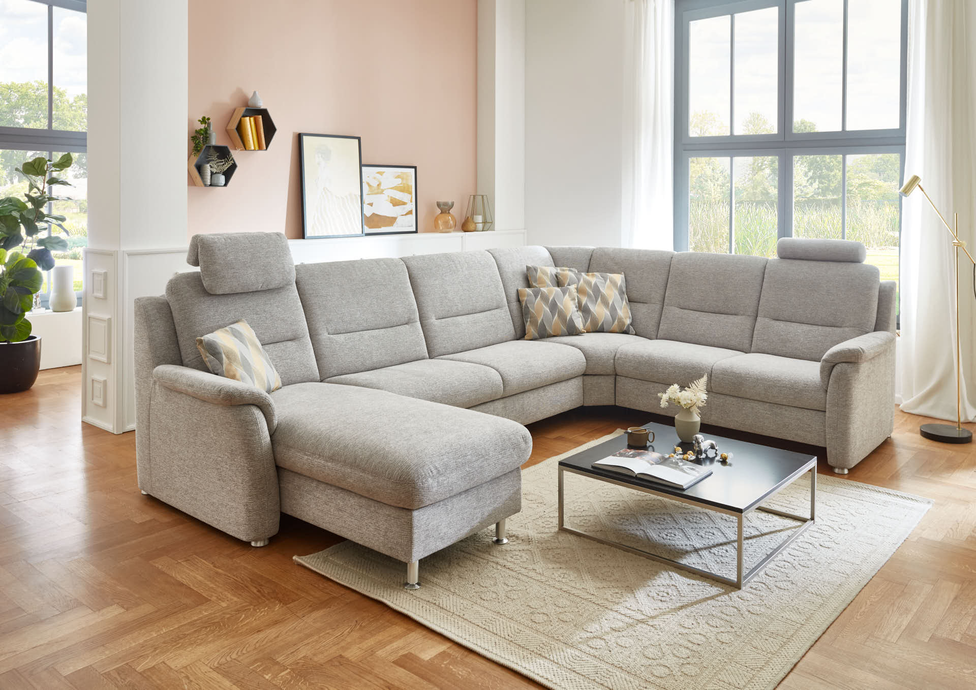 Polipol Wohnlandschaft Modell PP-HS17006 typ CanL-2,5EL-RE-2R, Stellfläche ca. 169-205 x 337 x 242 cm