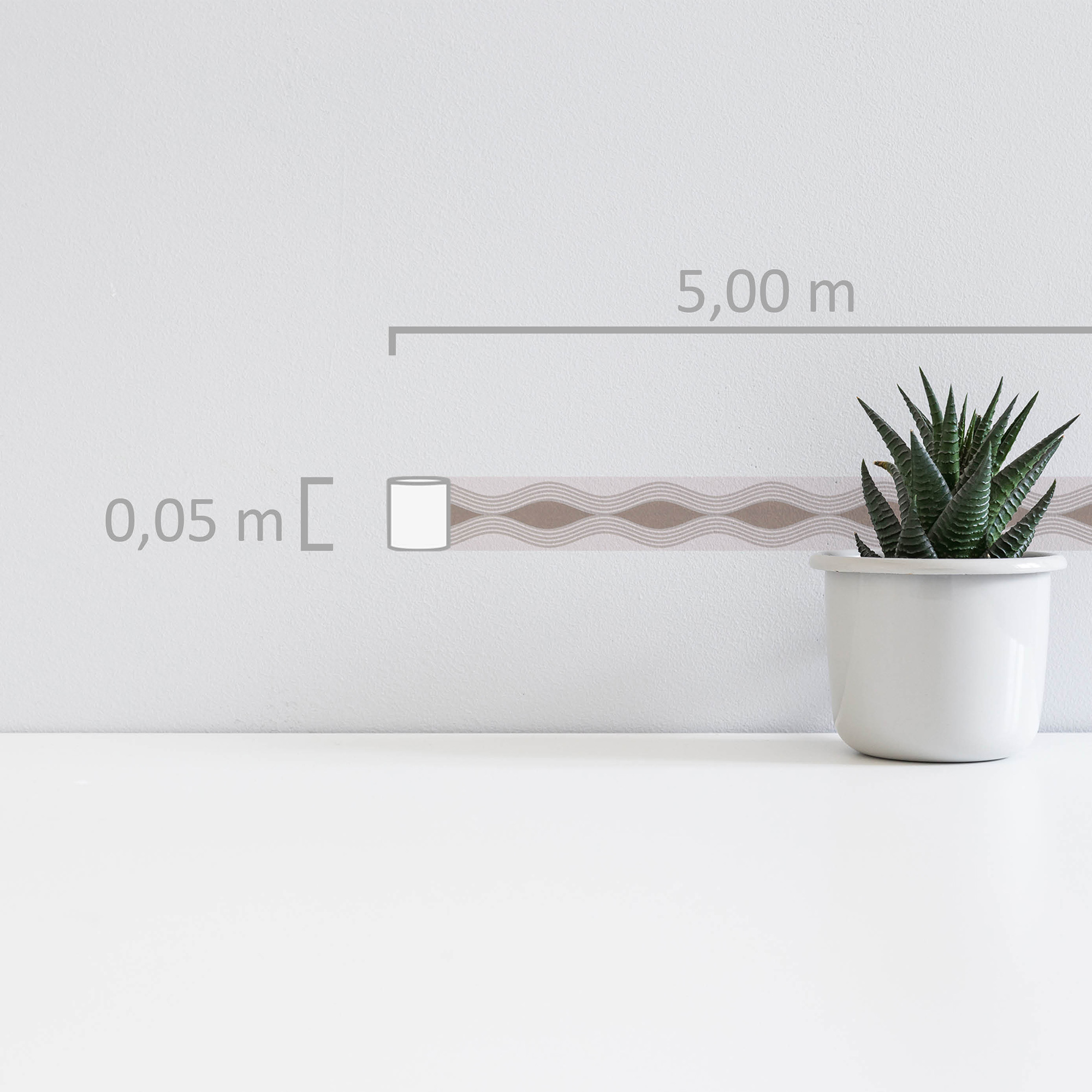 A.S. Création selbstklebende Bordüre, wellenmuster beige grau – moderne borte mit struktur-effekt