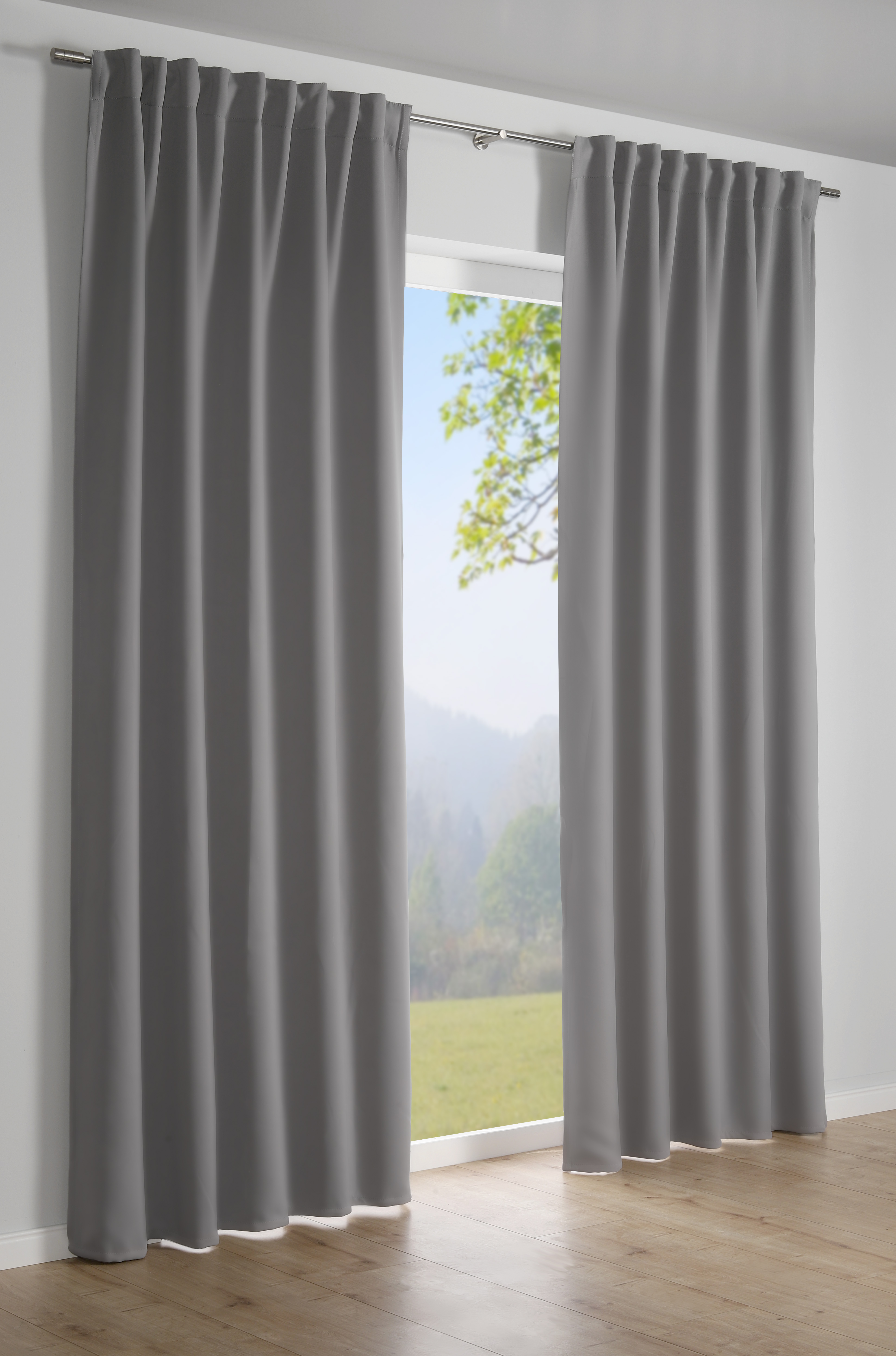 Sehlbach Schal mit Gardinenband silbergrau, 140 x 245 cm Sehlbach Schal mit Gardinenband silbergrau, 140 x 245 cm