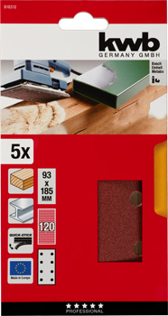 818312-300 Kwb Schleifstreifen gelocht, 93 x 180 mm, K 120