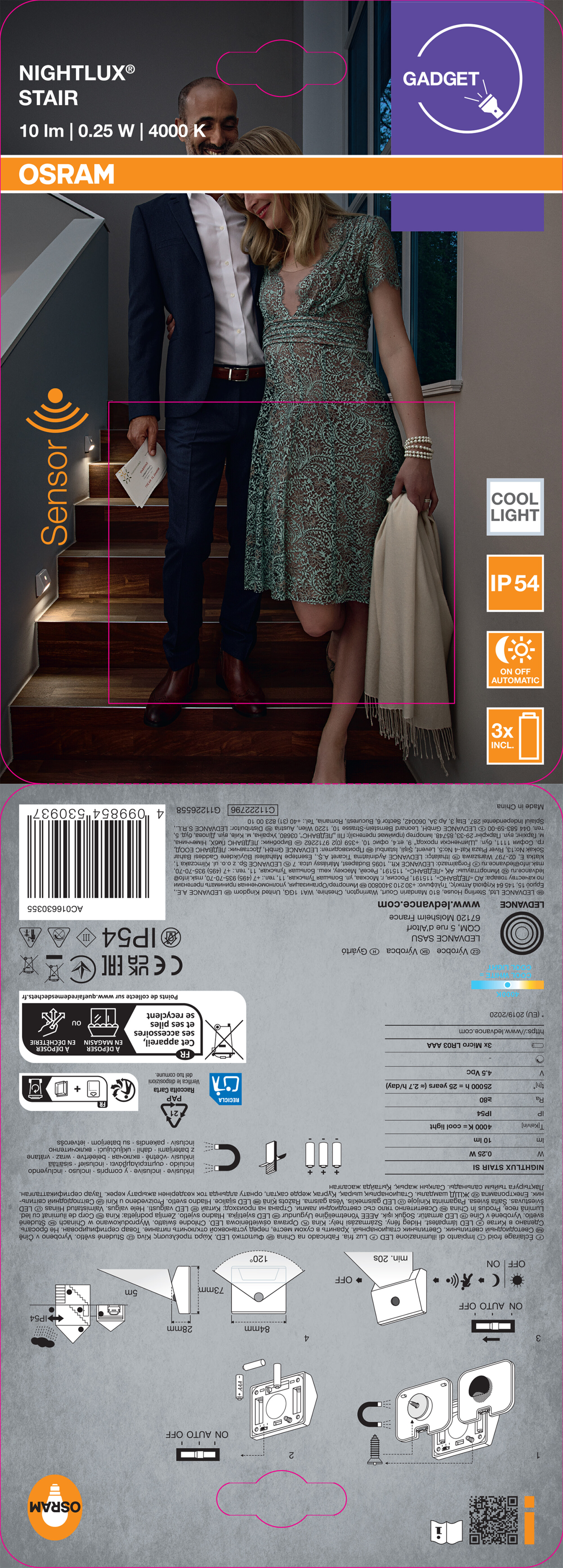 Osram LED-Nachtlicht "Nightlux Stair", silber