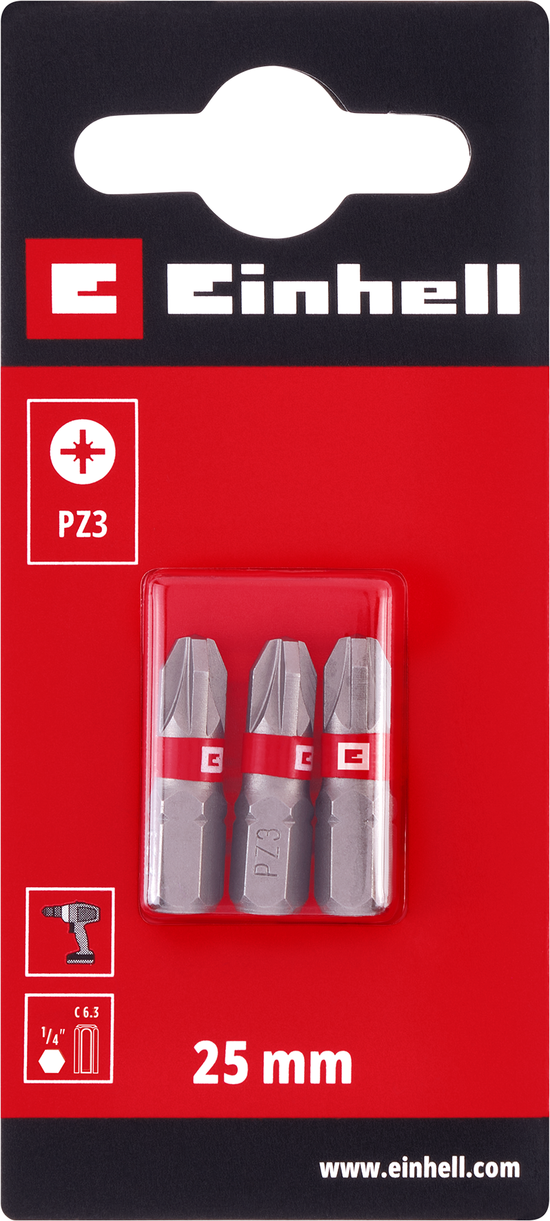 Einhell Standard-Bits, 25 mm, PZ3