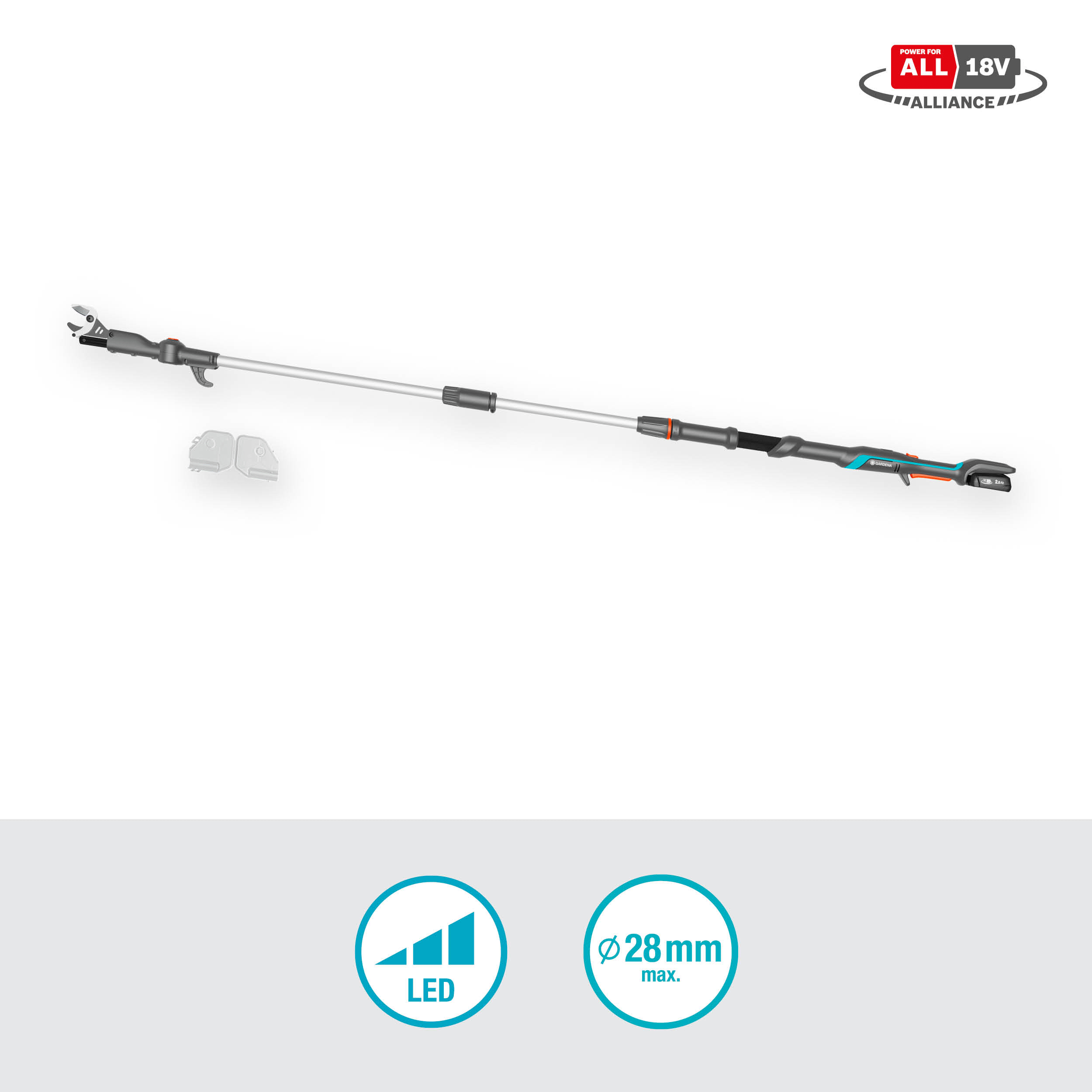 Gardena Akku-Teleskop-Baumschere HighCut 250/18V P4A Ready-To-Use Set Gardena Akku-Teleskop-Baumschere HighCut 250/18V P4A Ready-To-Use Set