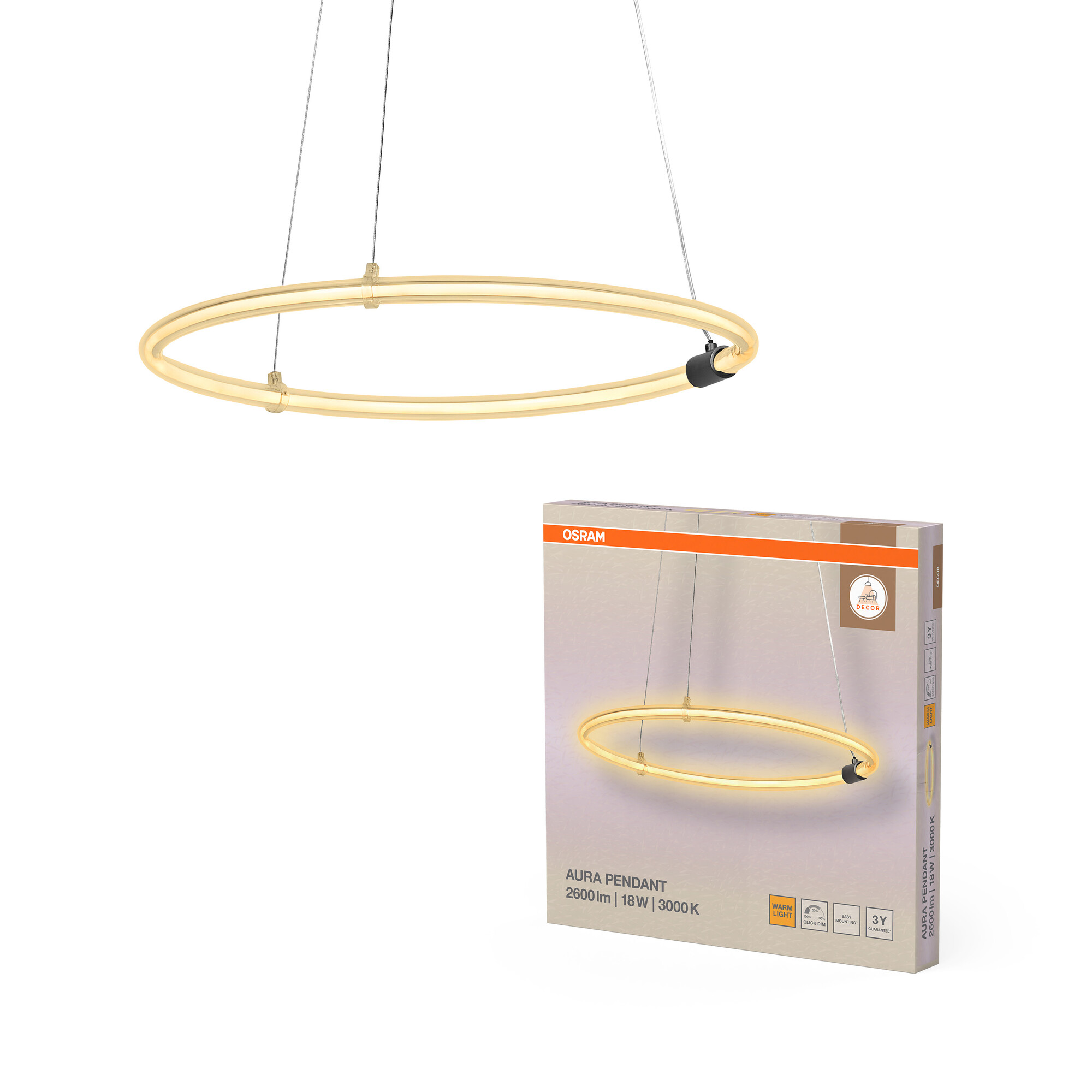 Osram Decor Pendelleuchte Aura, 18W, 3000K