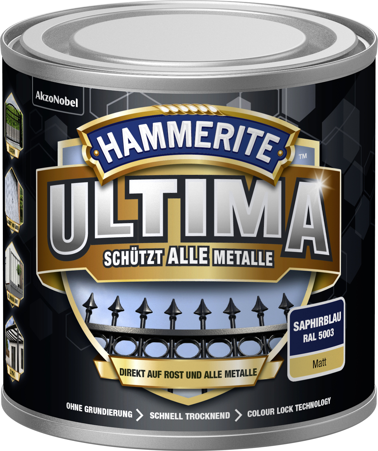 Hammerite Metallschutzlack Ultima saphierblau RAL5003, 250 ml Hammerite Metallschutzlack Ultima saphierblau RAL5003, 250 ml
