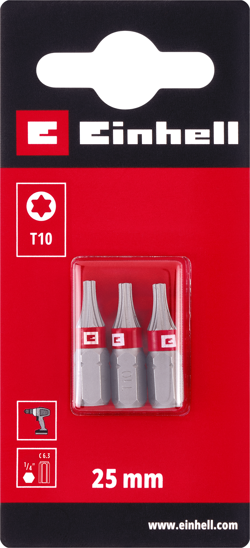 Einhell Standard-Bits, 25 mm, T10