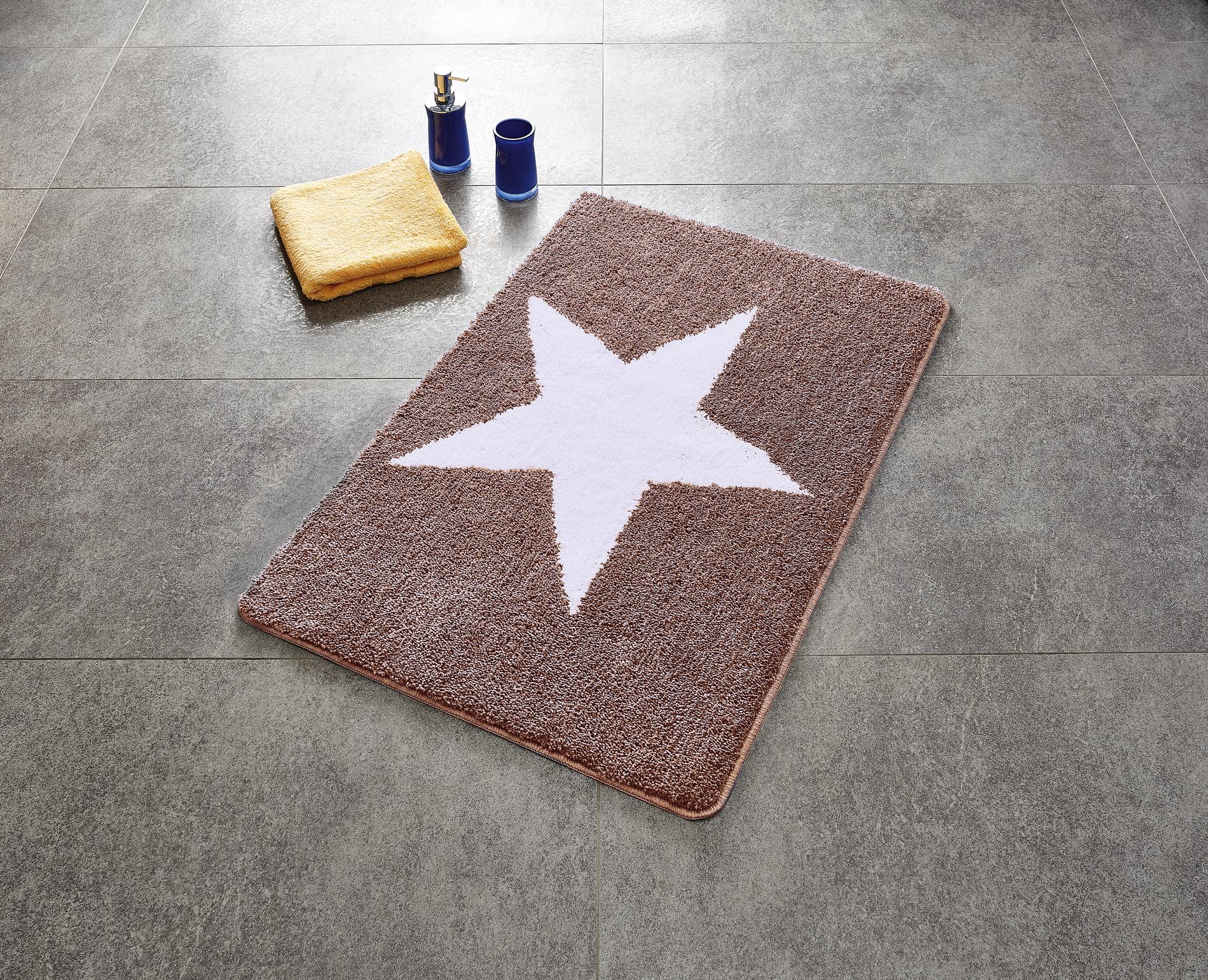 737159-2   TEPPICH 55X50 CM STAR WEIß-BEIGE