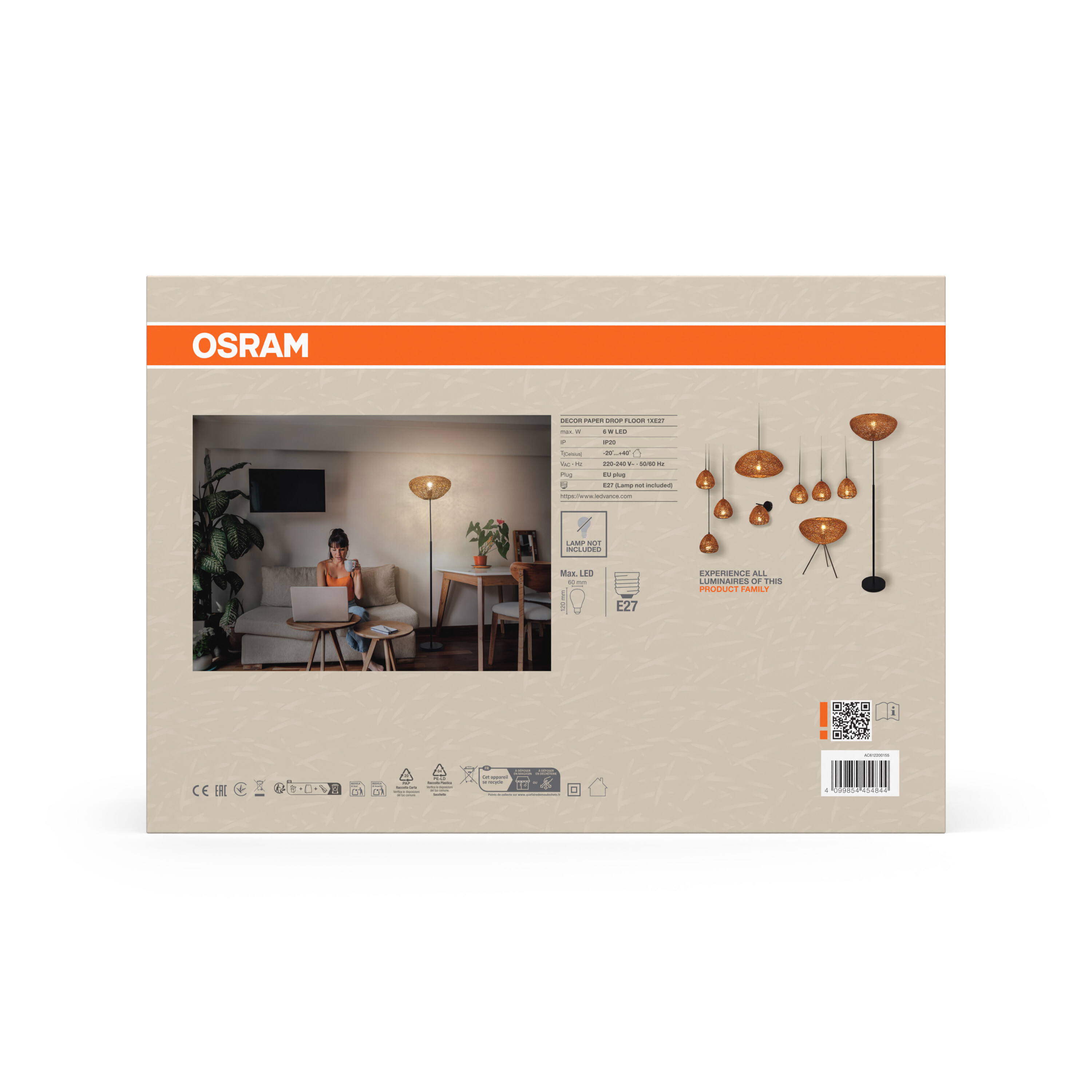 Osram Decor Stehleuchte, 1XE27, schwarz