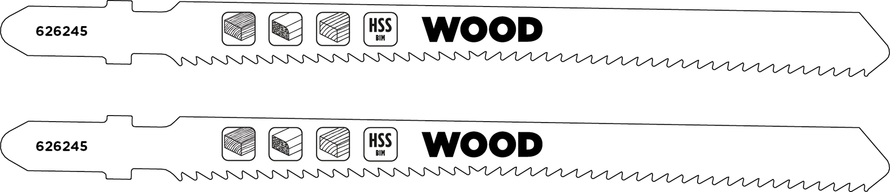 kwb HSS-BiM-Stichsägeblätter mit T-Schaft für Holz, gegenläufige Zahnung, fein, 117 mm