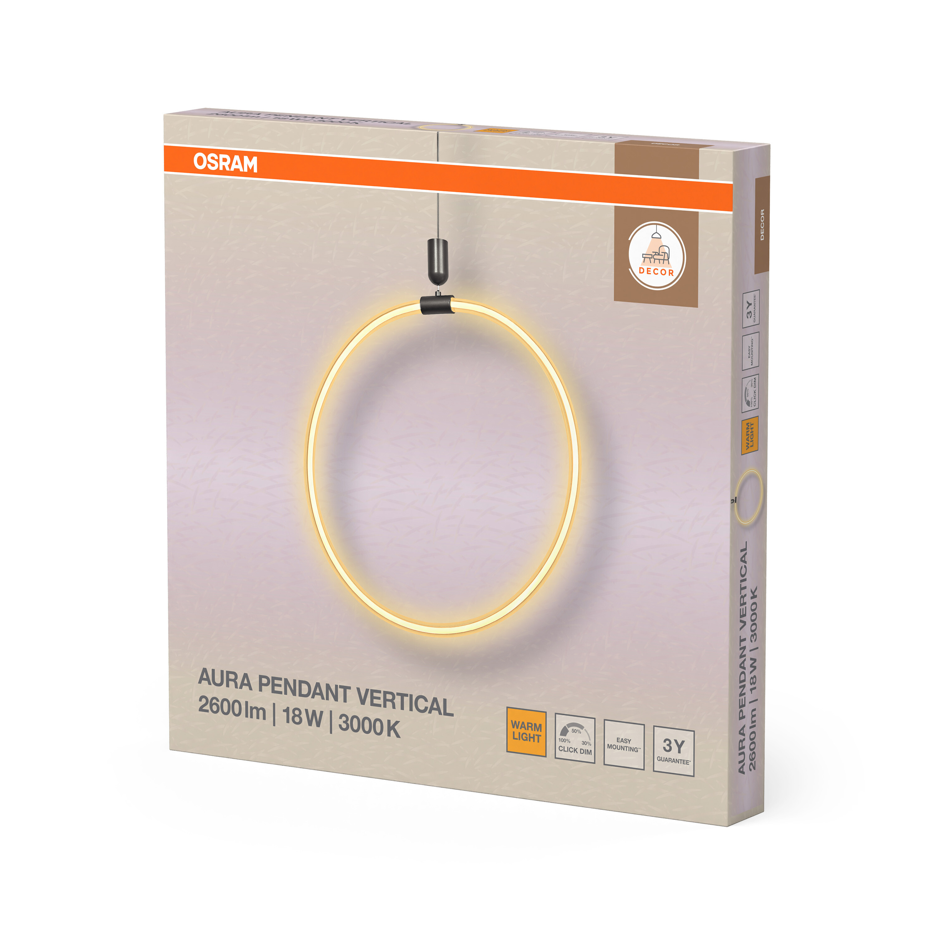Osram Decor Pendelleuchte Aura, 18W, 3000K