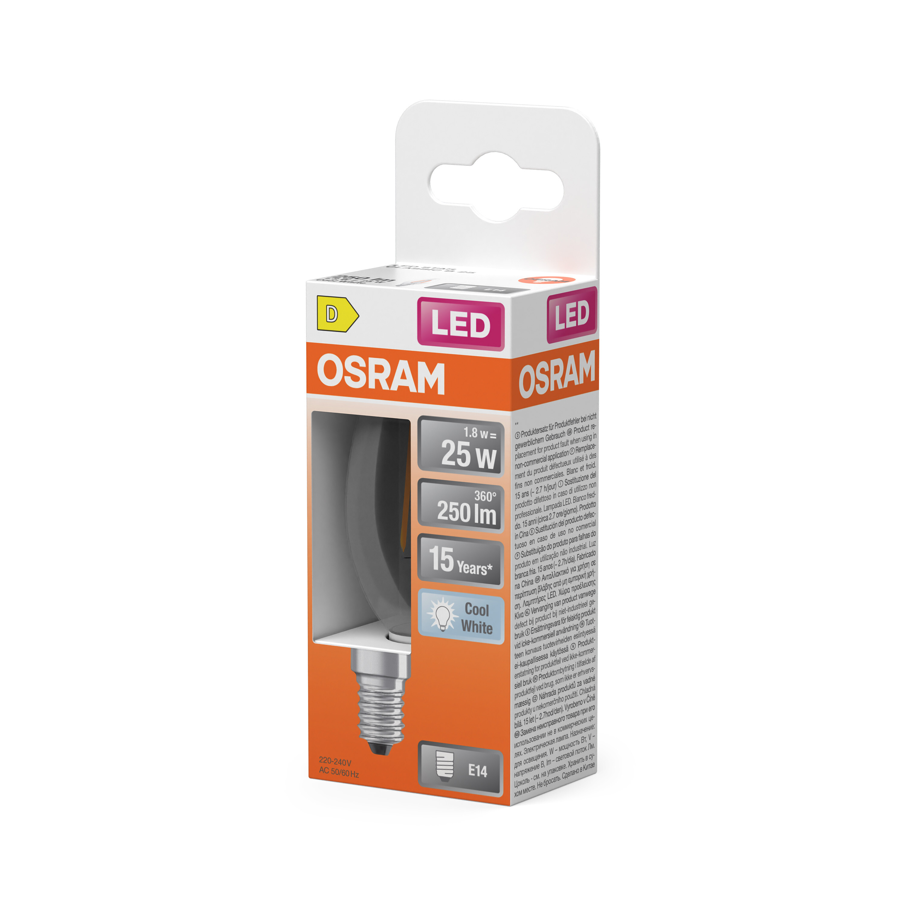 Osram LED Retrofit Classic B Lampe, E14, Kaltweiß