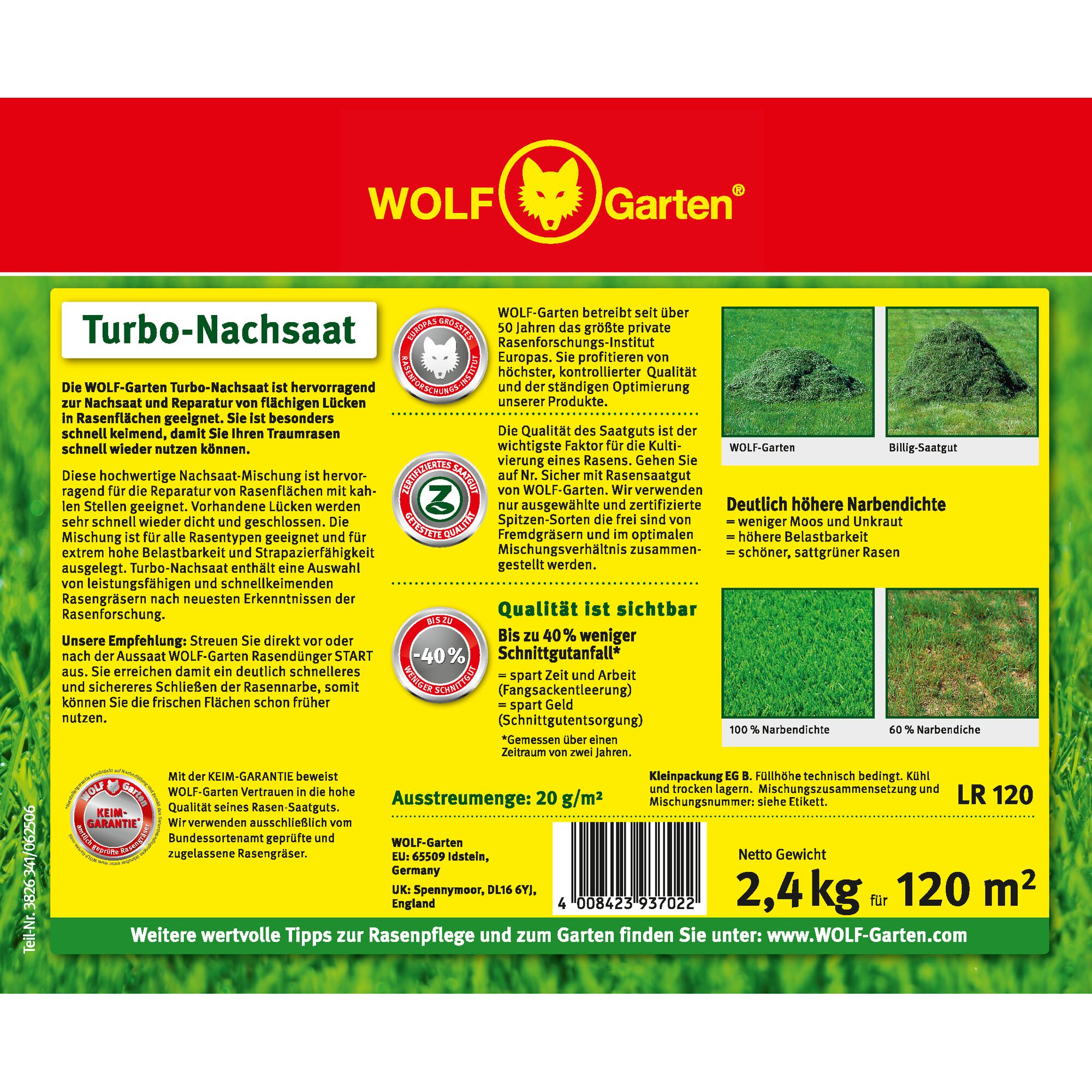 Wolf-Garten Turbo-Nachsaat LR 120 für 120 m²