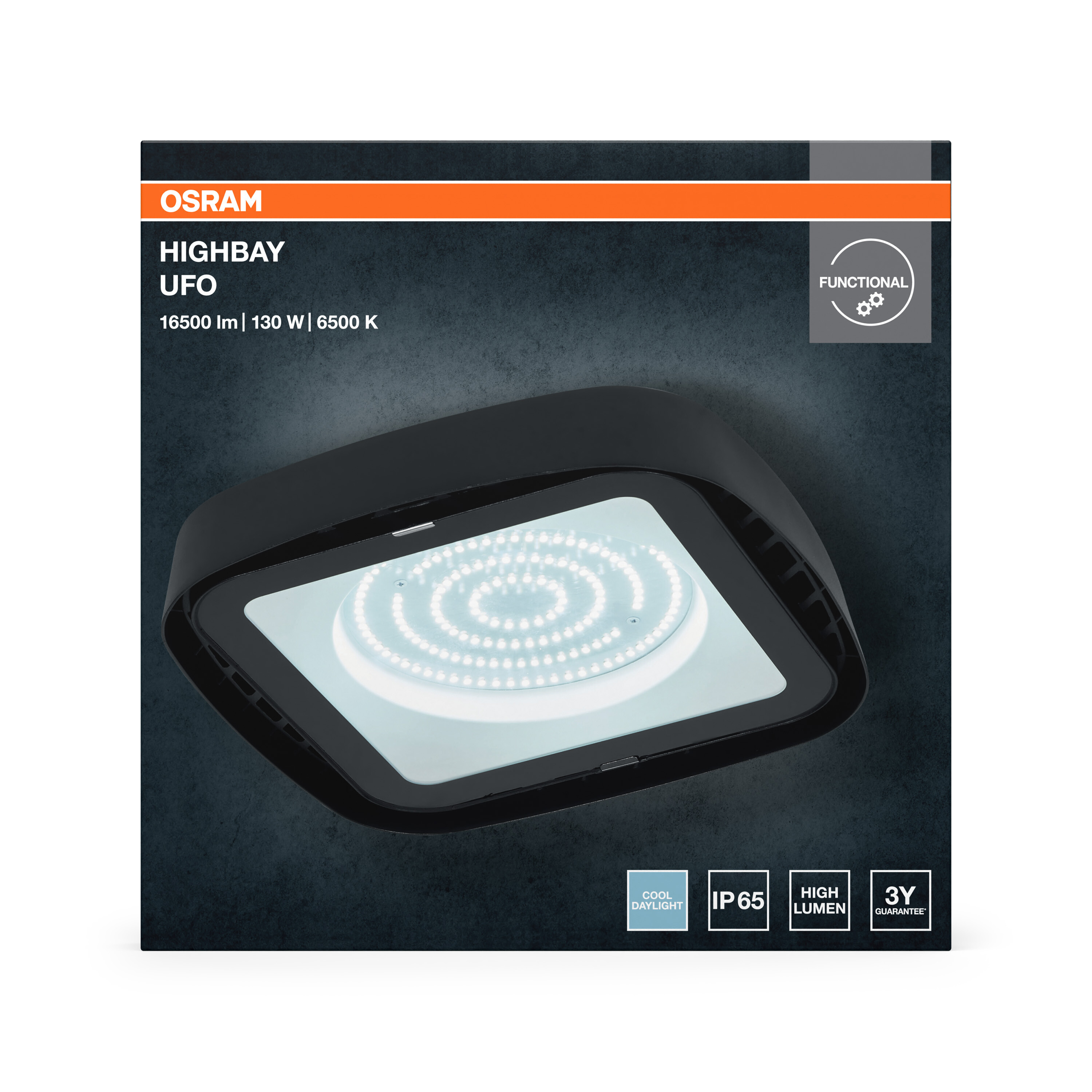 Osram Highbay Ufo Deckenleuchte, 130W, IP65, schwarz