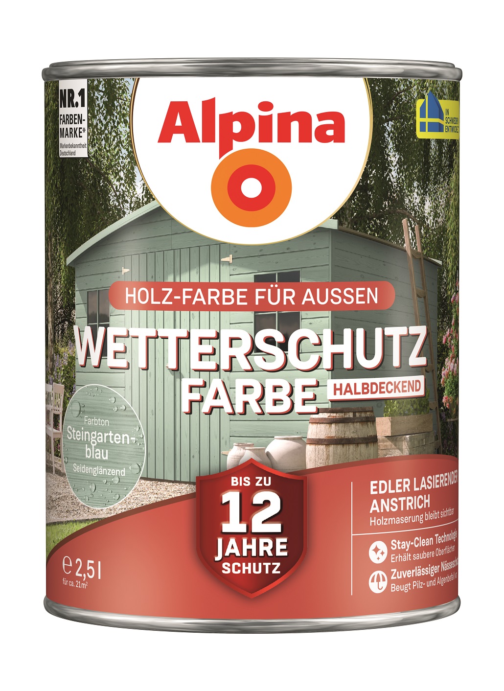 4001244702848_1 Alpina Wetterschutz-Farbe Steingartenblau, 2,5L