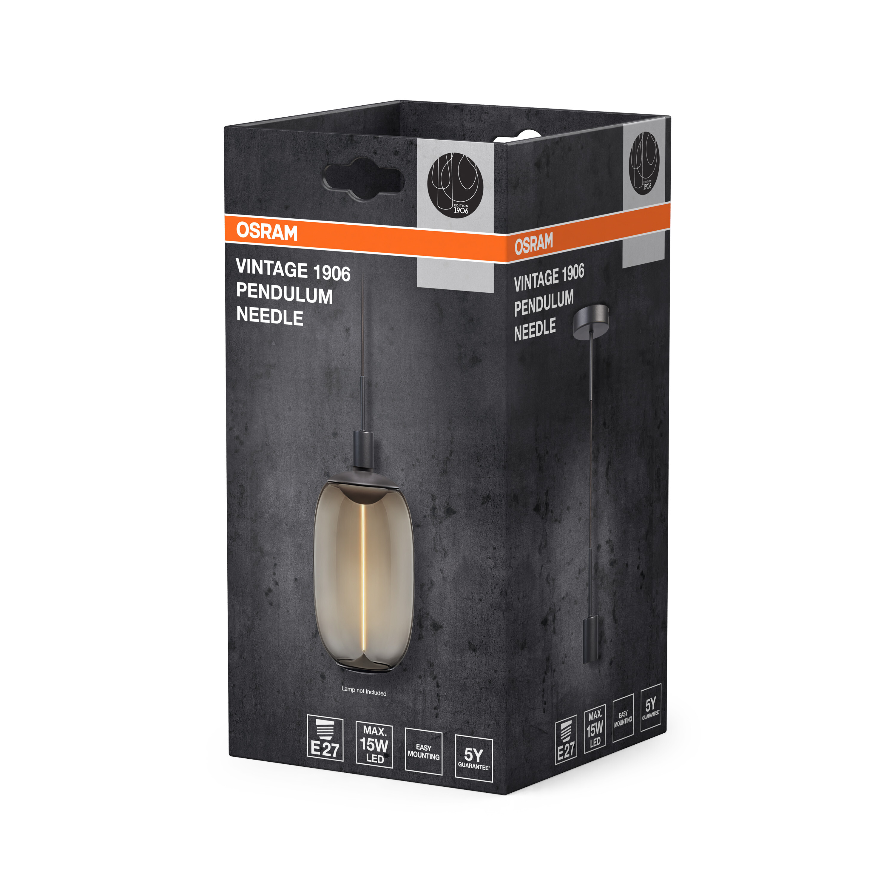 Osram Vintage 1906 Pendelleuchte Needle Dark, E27, grau