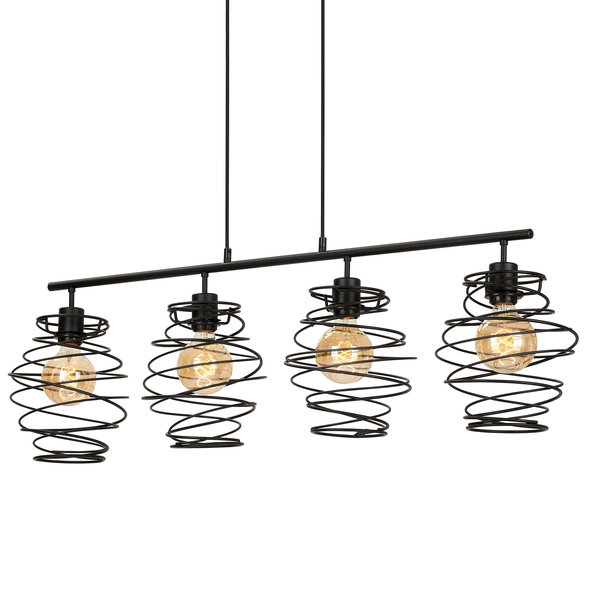 172542-2 BRILONER HÄNGELEUCHTE 4XE27 BLACK STEEL FEDERDESIGN