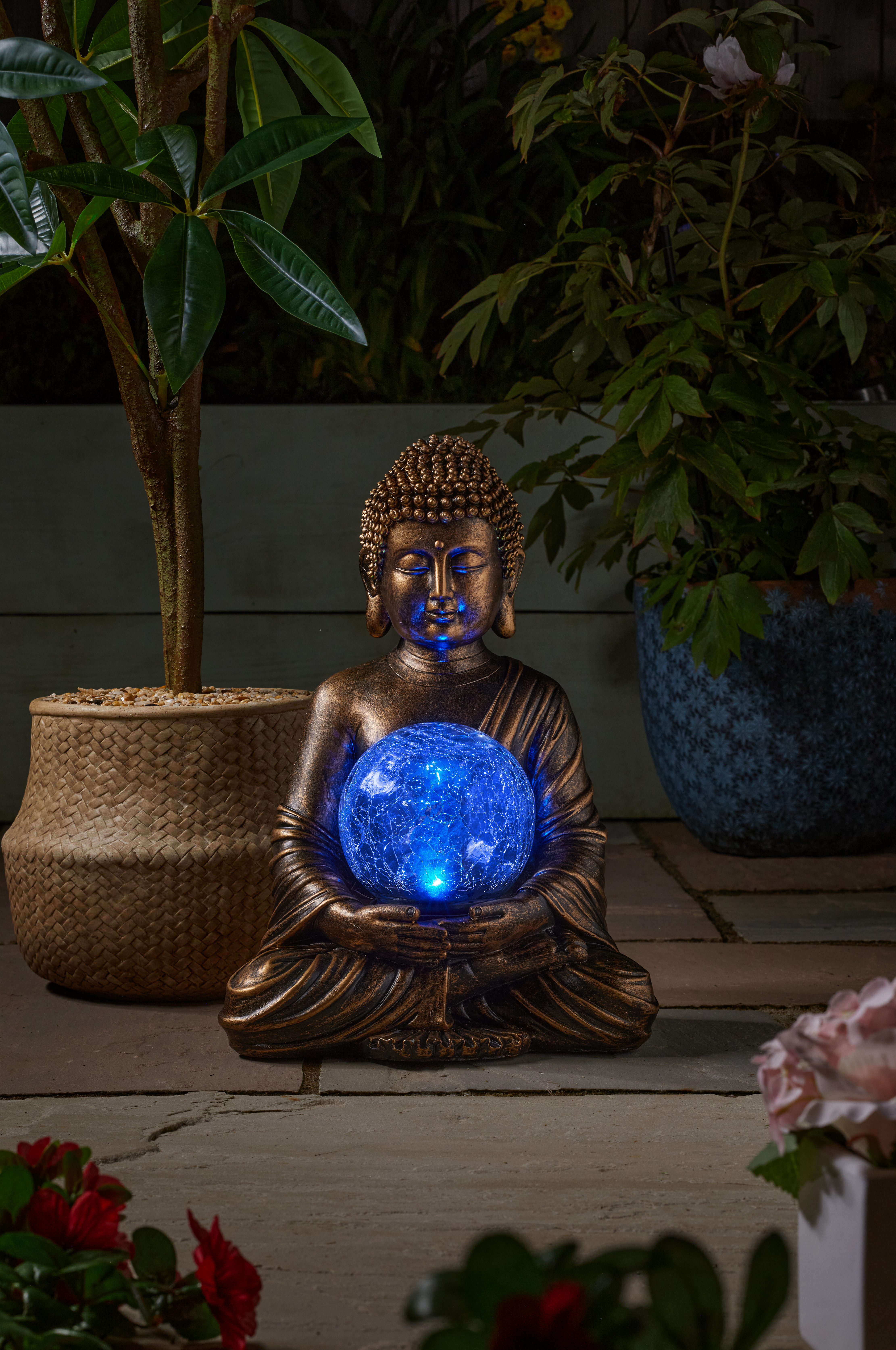 Smart Garden Buddha mit Bruchglassolarkugel Smart Smart Garden Buddha mit Bruchglassolarkugel Smart